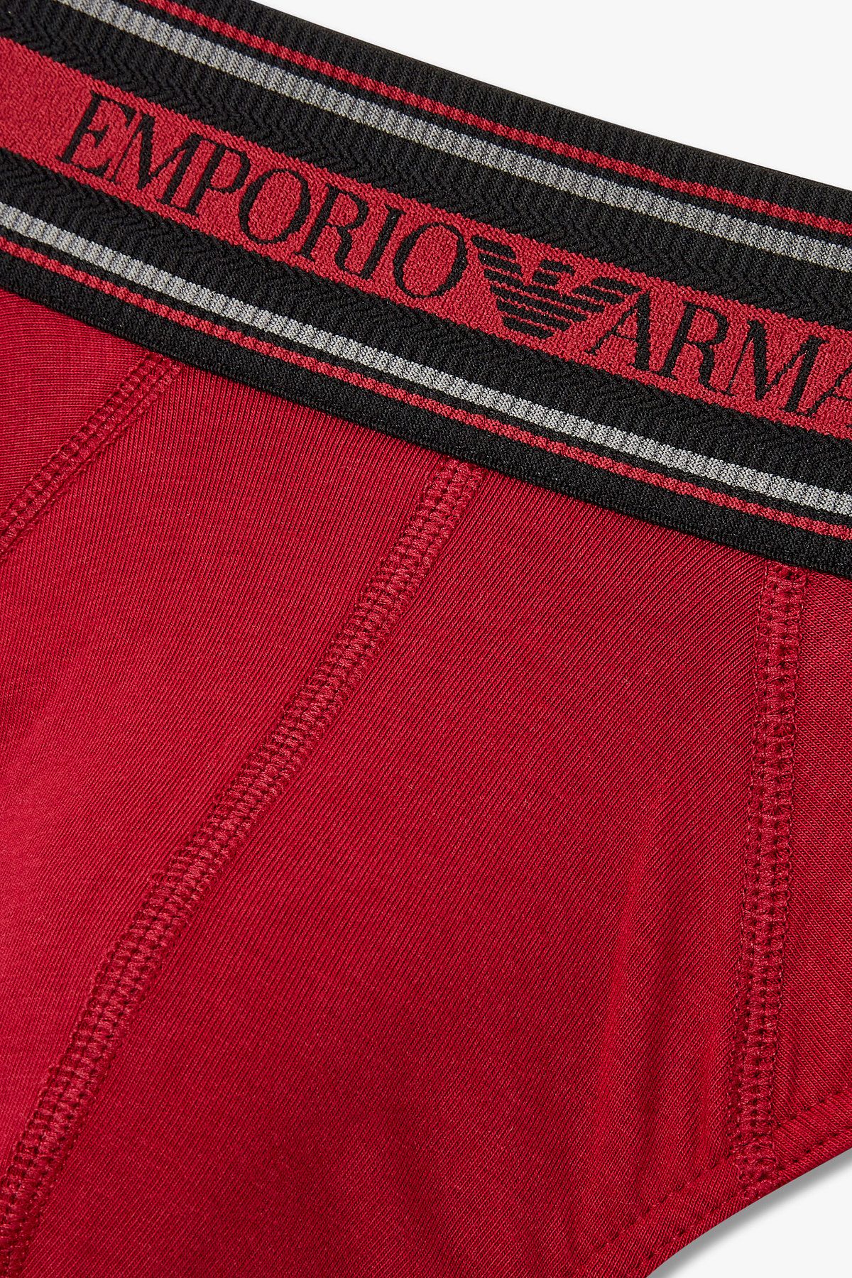 엠포리오 아르마니 언더웨어(EMPORIO ARMANI UNDERWEAR) 남성 스트라이프 밴딩 코튼 브리프_레드 0815311013