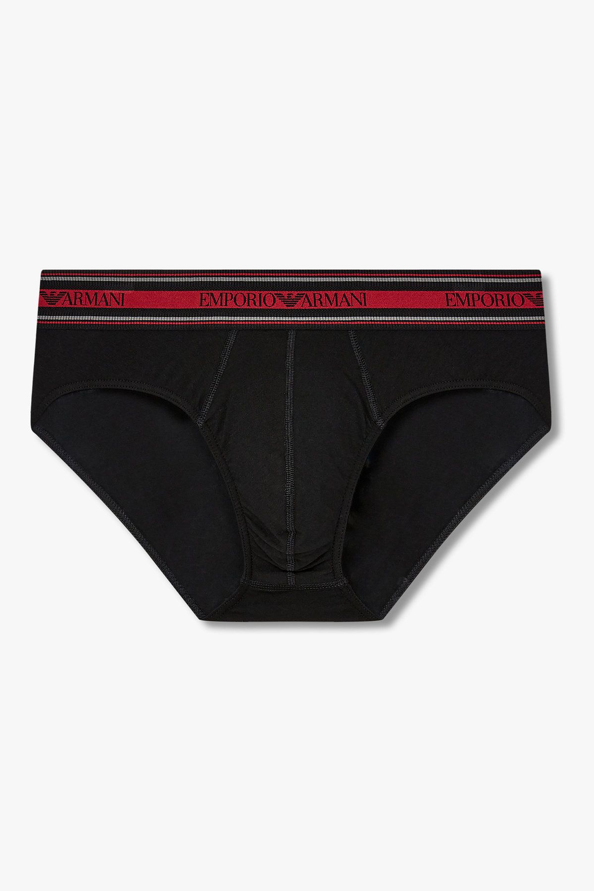 엠포리오 아르마니 언더웨어(EMPORIO ARMANI UNDERWEAR) 남성 스트라이프 밴딩 코튼 브리프_블랙 0815311014