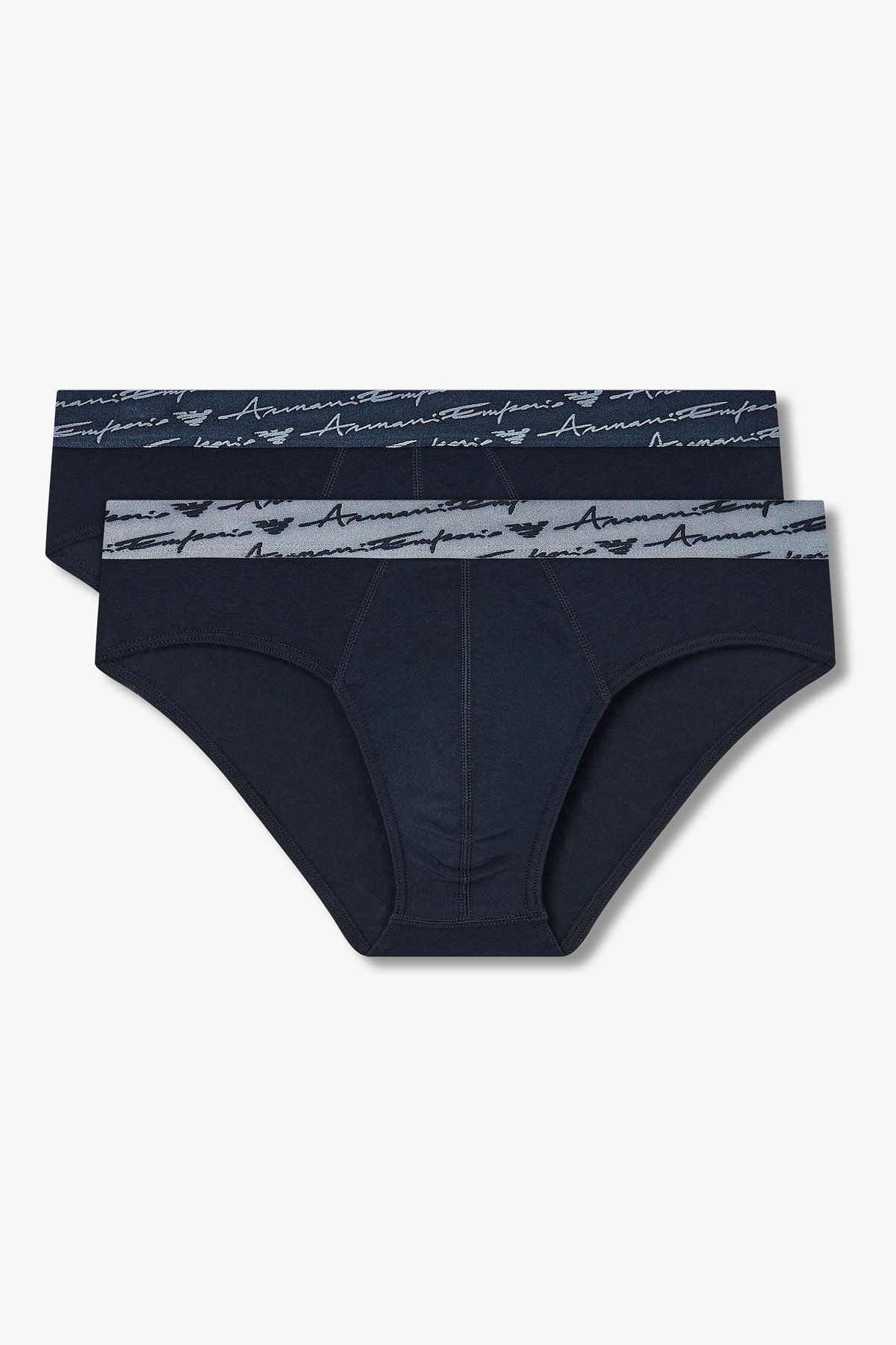 엠포리오 아르마니 언더웨어(EMPORIO ARMANI UNDERWEAR) 남성 커시브 로고 솔리드 브리프 3PACK_블루 08M5361001