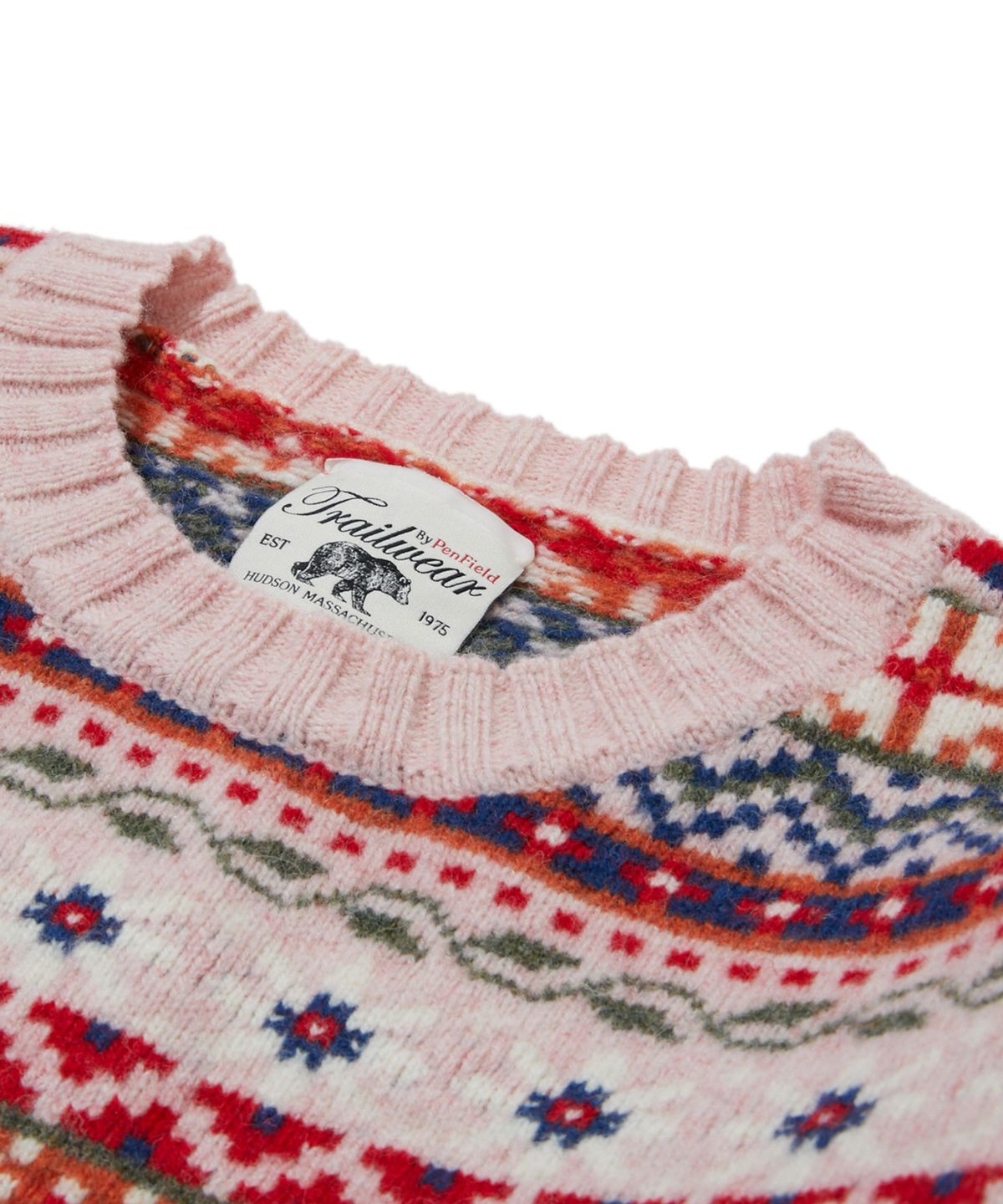 펜필드(PENFIELD) [TRAILWEAR] Lincoln Wool 페어아일 크루넥 스웨터 핑크_FR3KJ70U