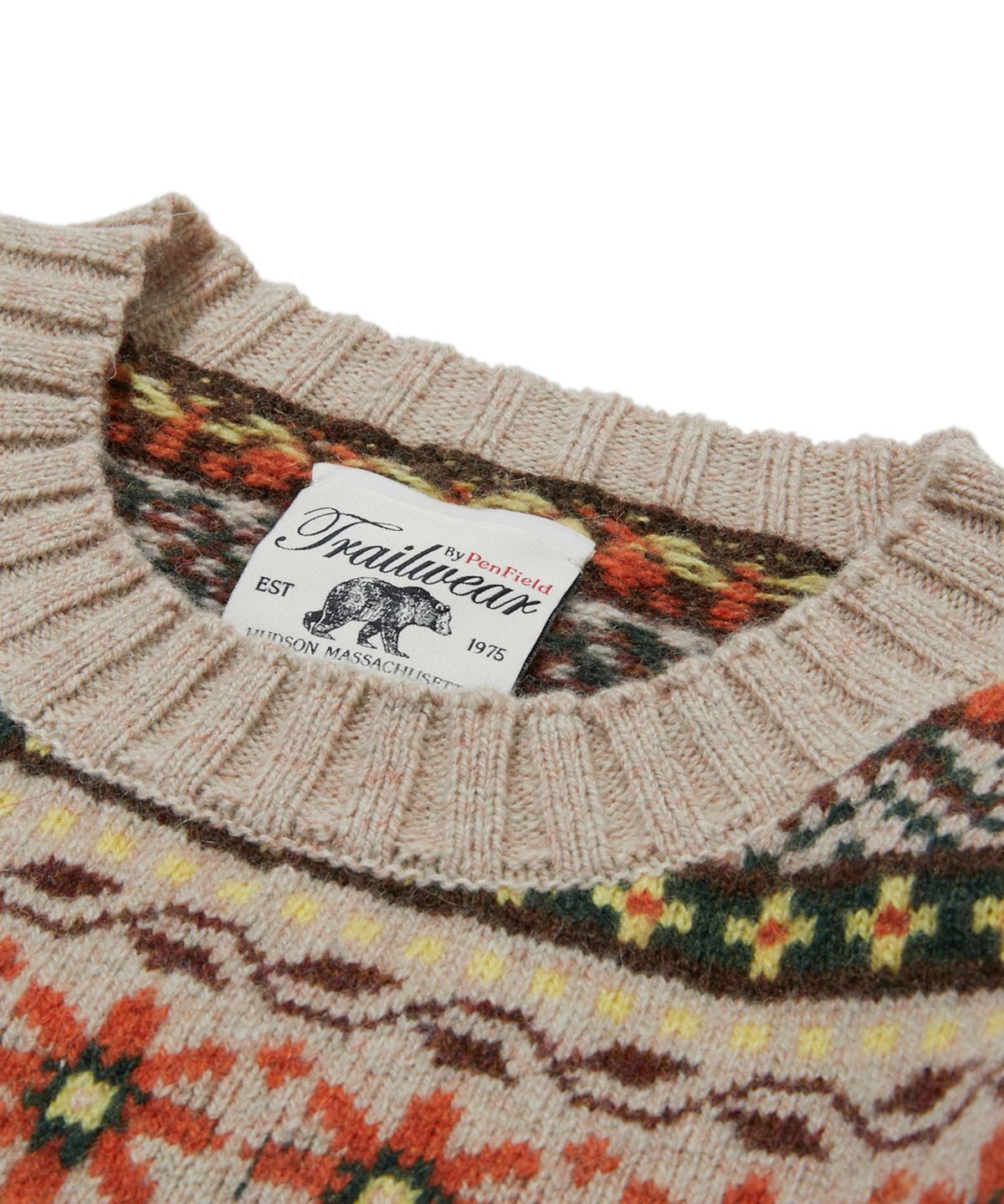 펜필드(PENFIELD) [TRAILWEAR] Lincoln Wool 페어아일 크루넥 스웨터 베이지_FR3KJ71U