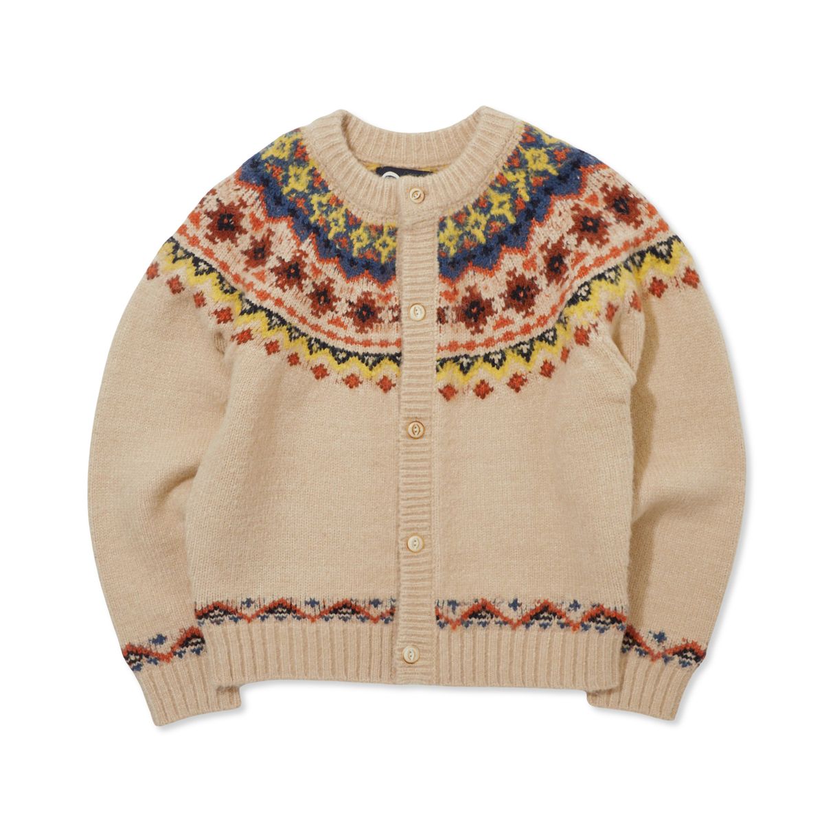 펜필드(PENFIELD) 부클 컬러웨이 나바호 에로우 가디건 아이보리_FR3KJ32U
