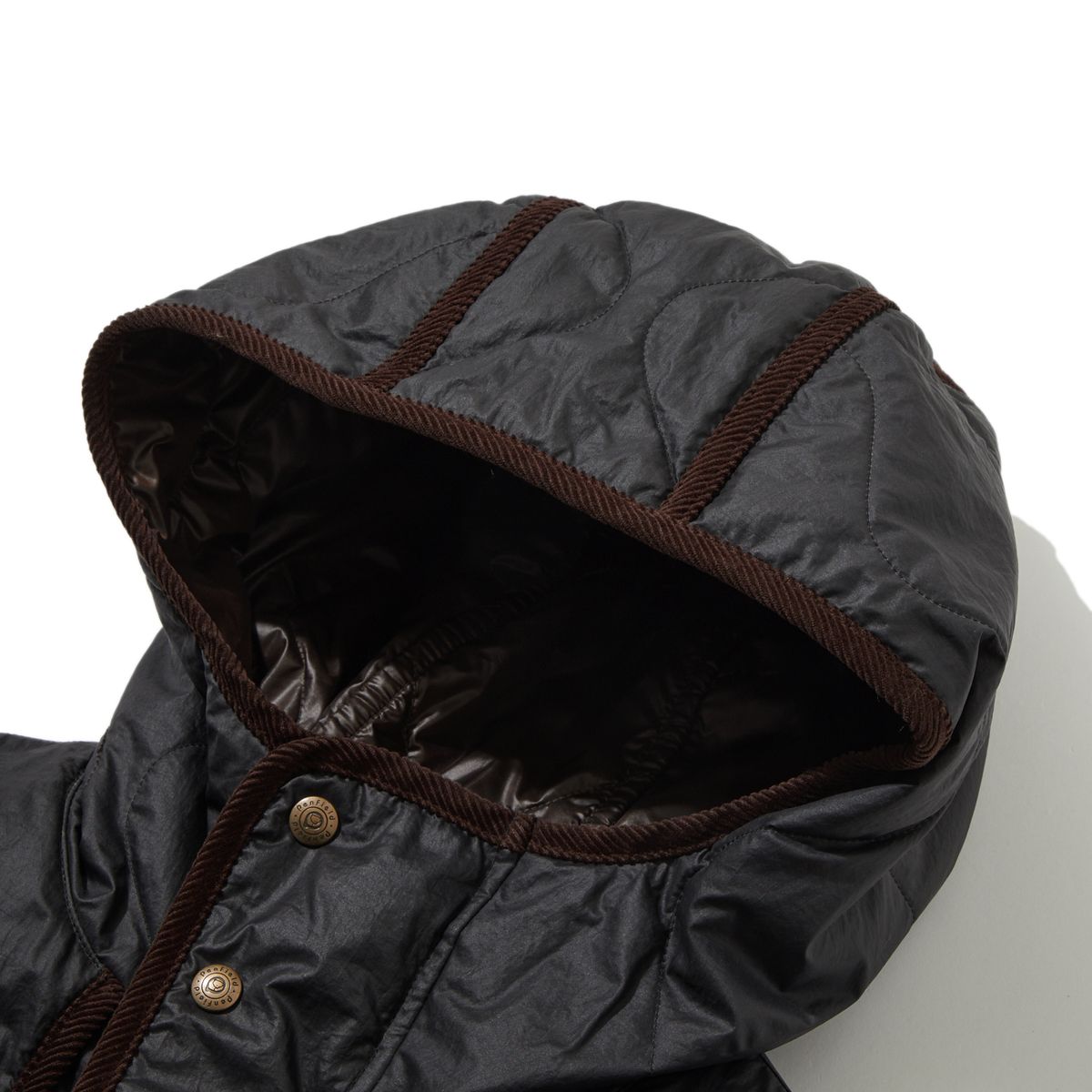 펜필드(PENFIELD) 퀼팅 후드 더플 코트 블랙_FR3WC81U