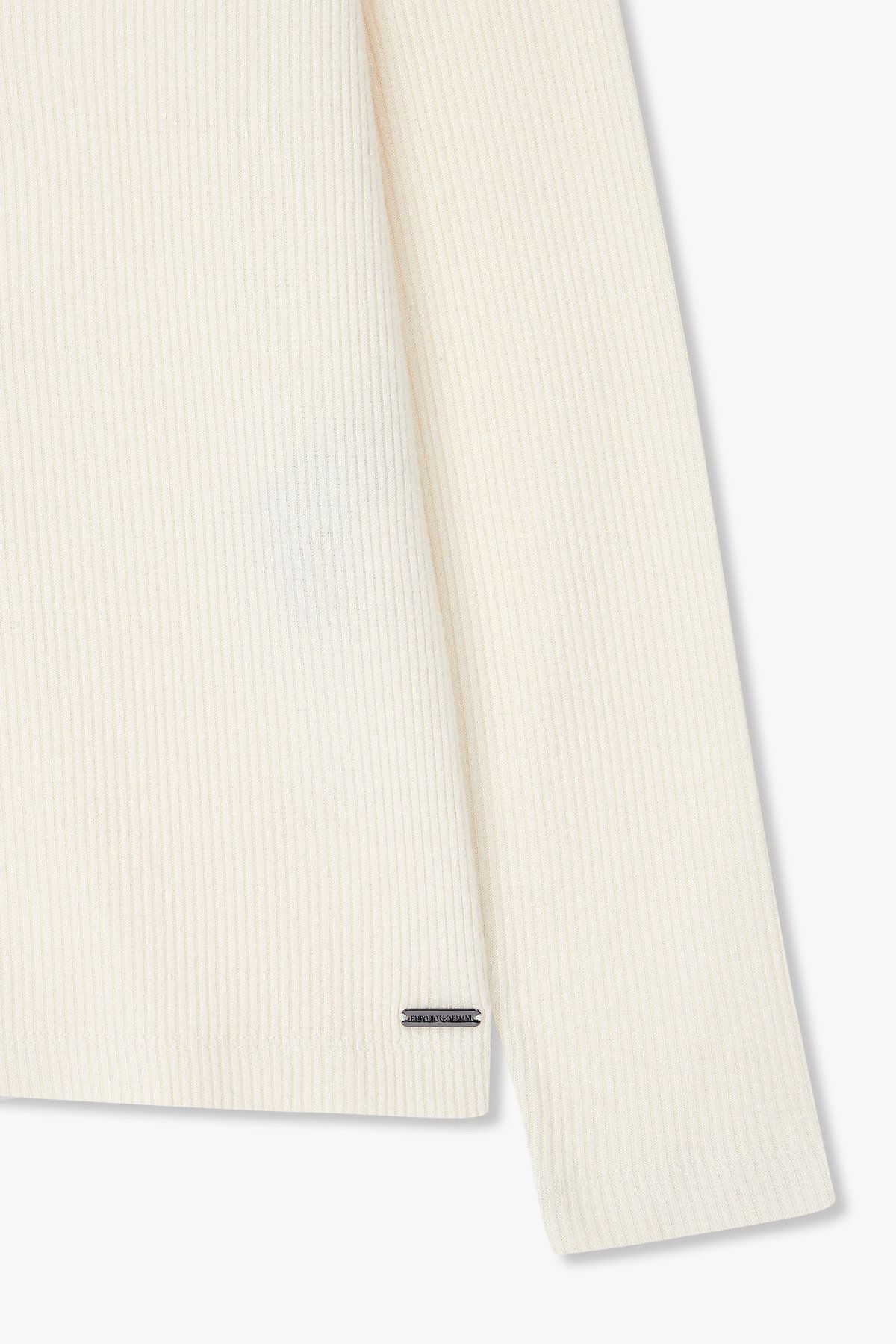 엠포리오 아르마니 언더웨어(EMPORIO ARMANI UNDERWEAR) 여성 리브드 버튼 브이넥 라운지 탑_크림 0825335501