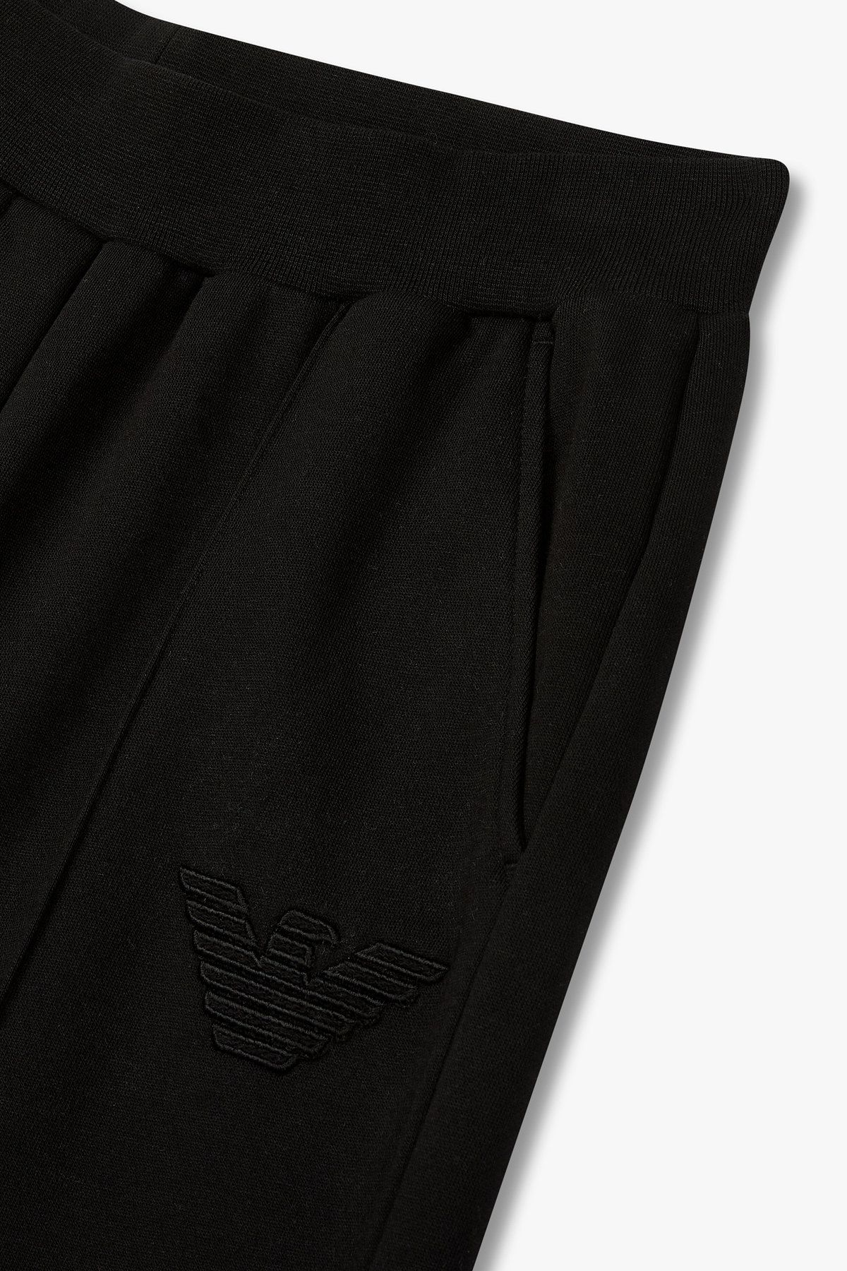 엠포리오 아르마니 언더웨어(EMPORIO ARMANI UNDERWEAR) 여성 이글 자수 루즈핏 라운지 팬츠_블랙 0825332516
