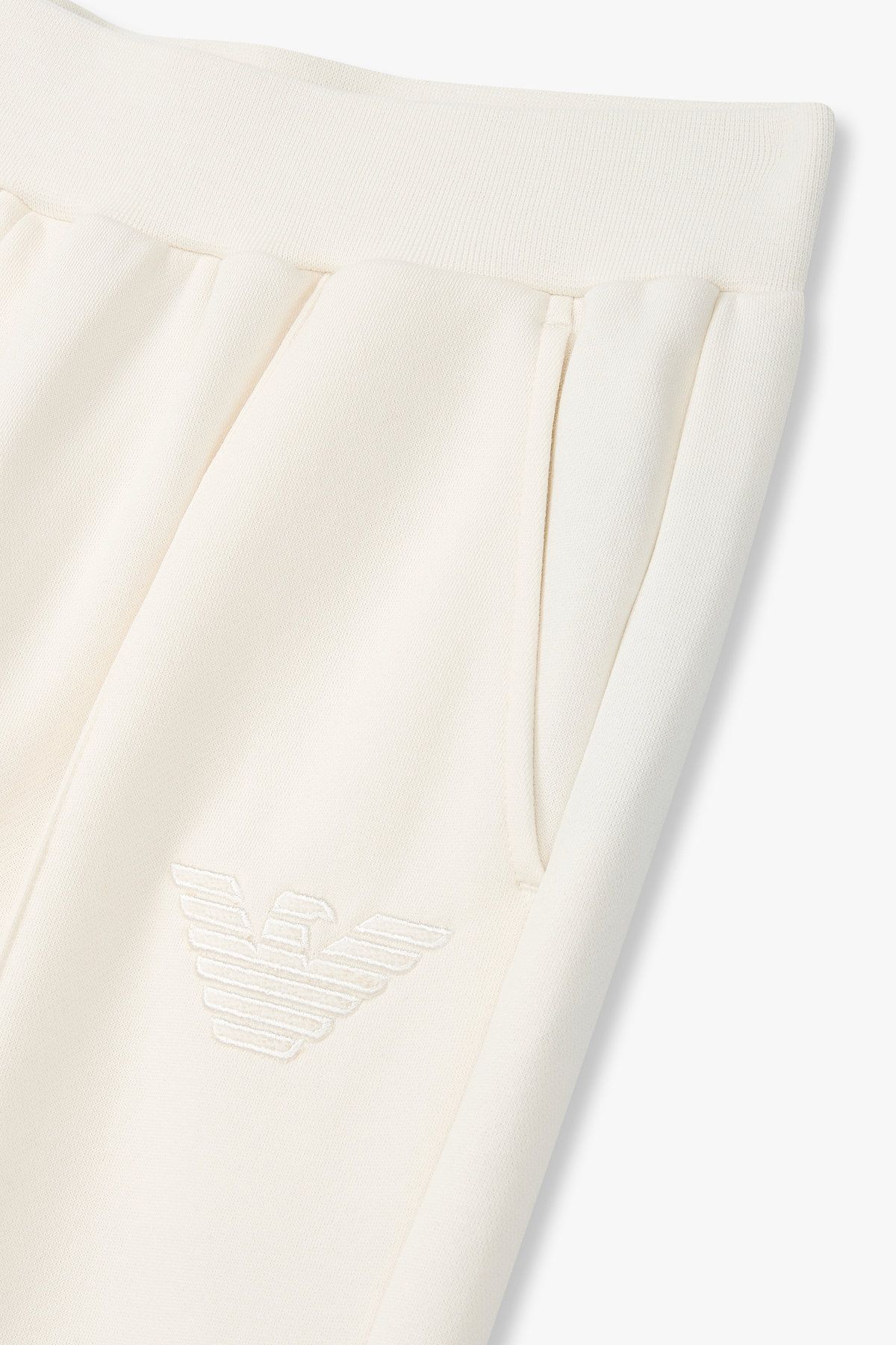 엠포리오 아르마니 언더웨어(EMPORIO ARMANI UNDERWEAR) 여성 이글 자수 루즈핏 라운지 팬츠_아이보리 0825332515