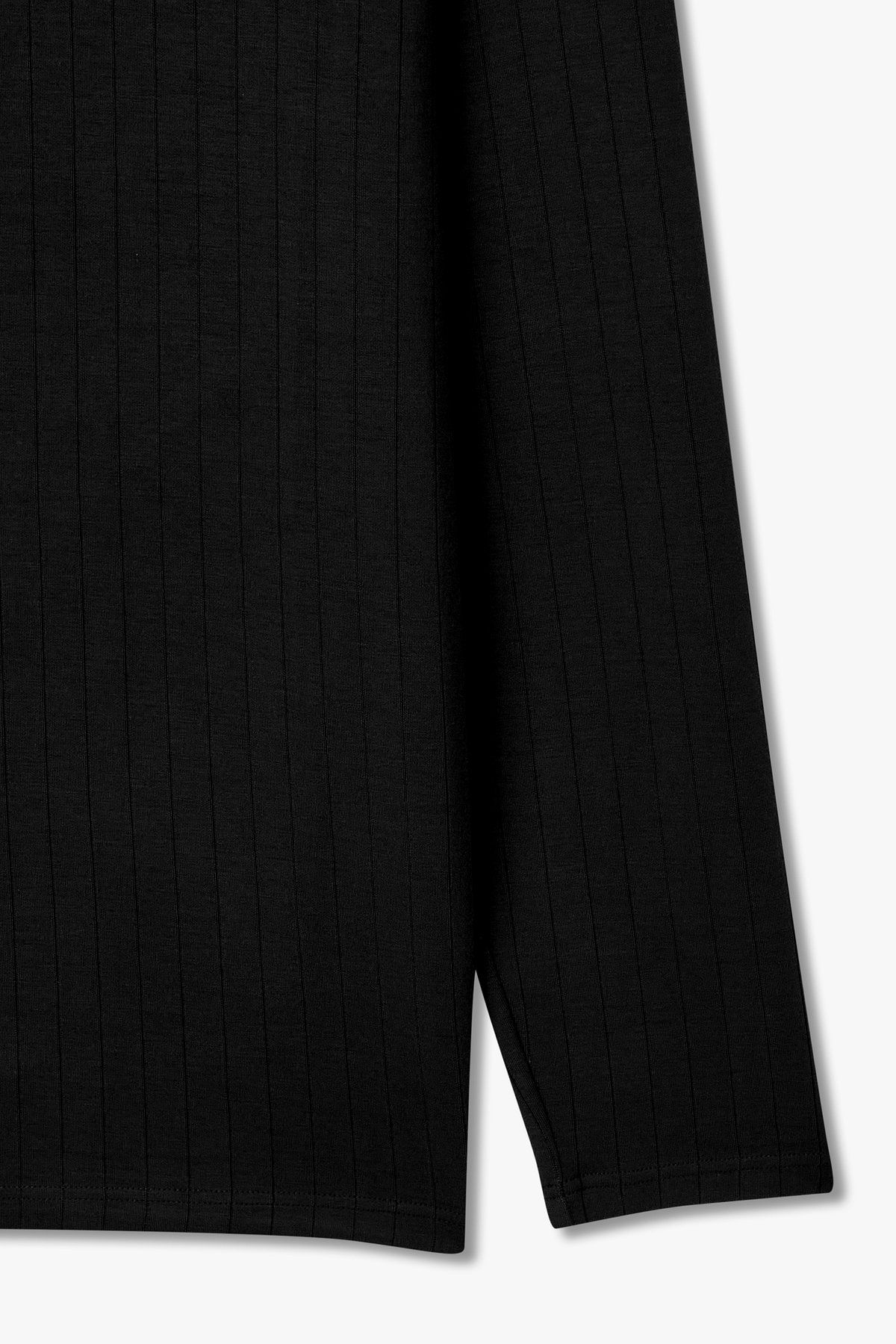 엠포리오 아르마니 언더웨어(EMPORIO ARMANI UNDERWEAR) 남성 스트라이프 레이온 파자마 티셔츠_블랙 0815336016