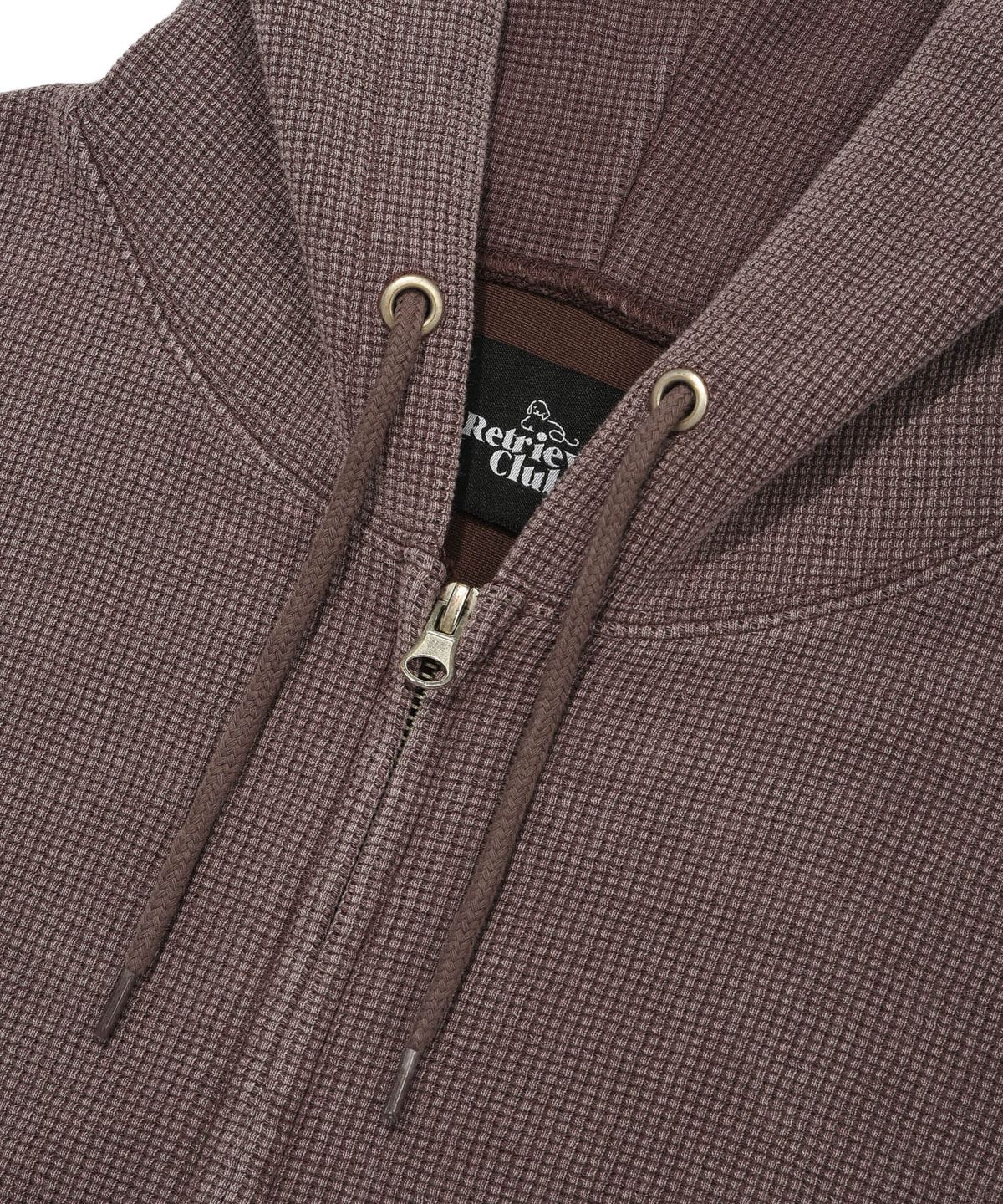 리트리버클럽(RETRIEVER CLUB) SCRIPT WAFFLE HOOD ZIP UP [BROWN]