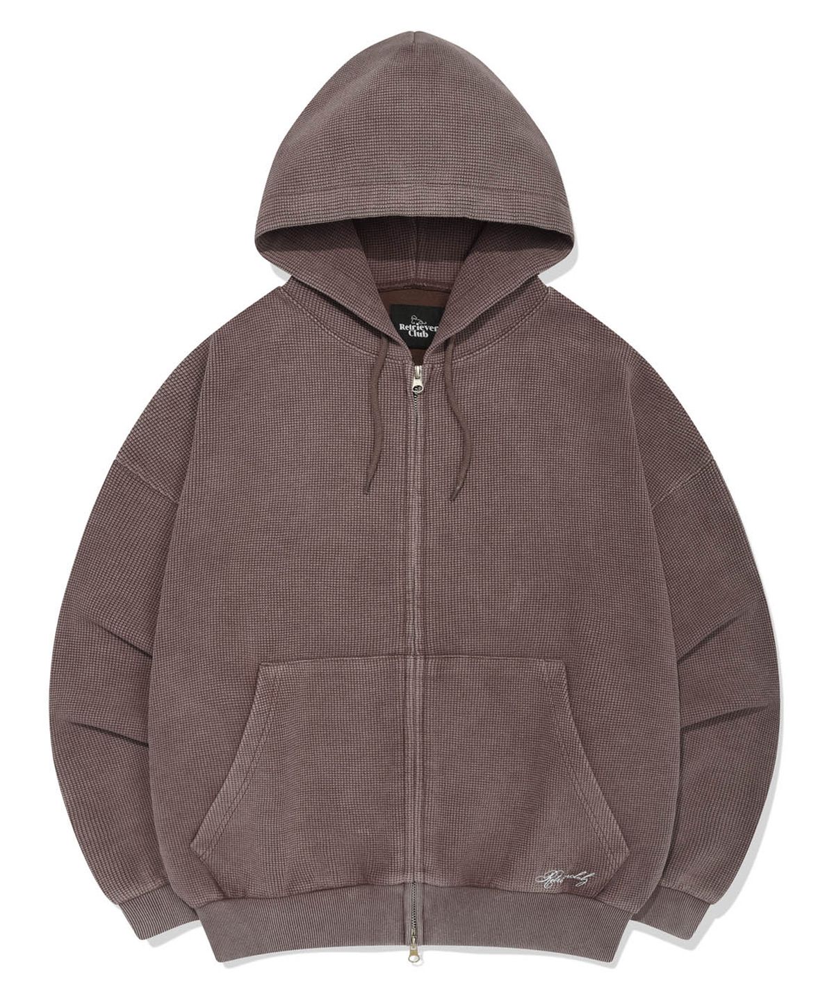리트리버클럽(RETRIEVER CLUB) SCRIPT WAFFLE HOOD ZIP UP [BROWN]