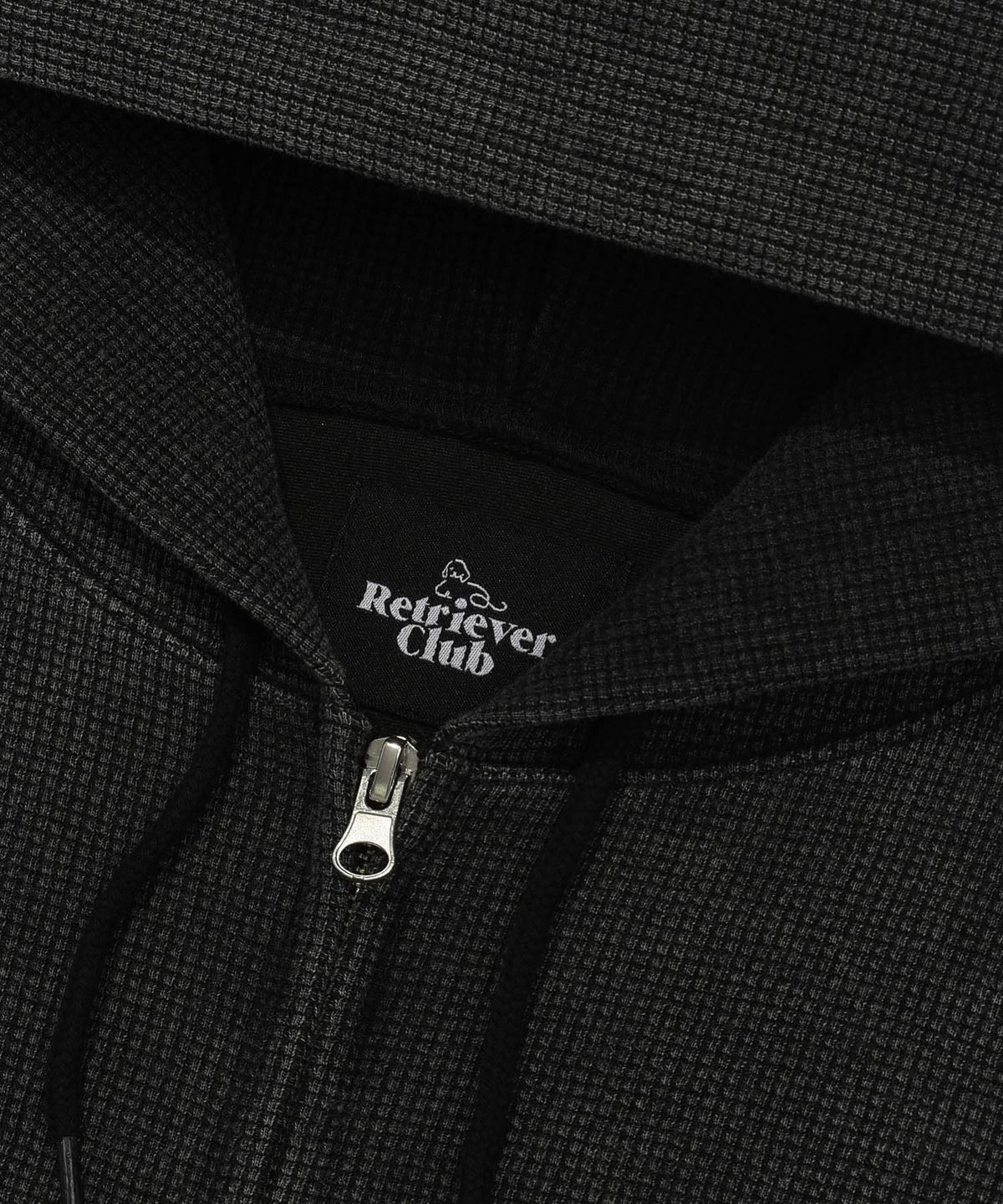 리트리버클럽(RETRIEVER CLUB) SCRIPT WAFFLE HOOD ZIP UP [BLACK]