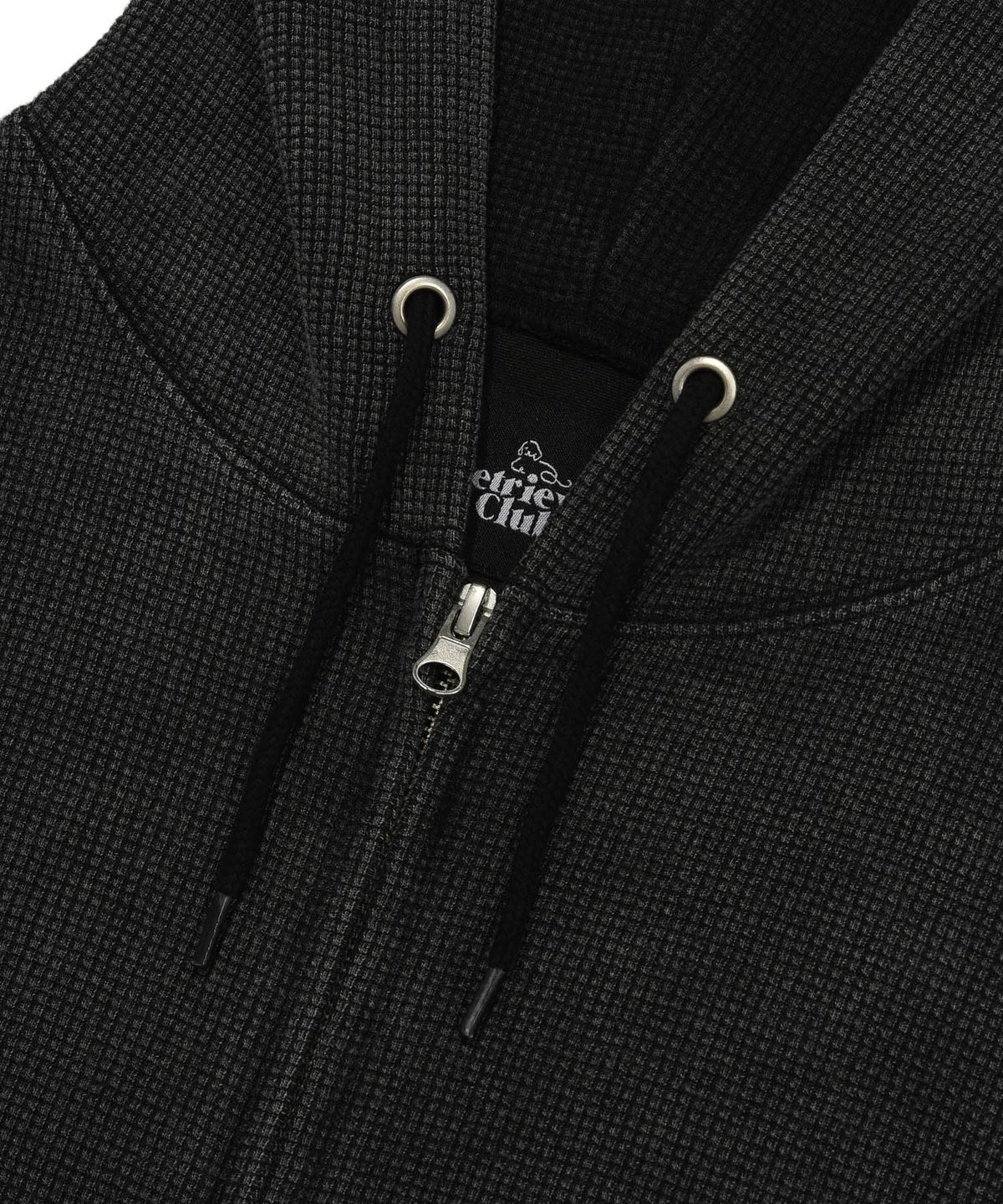 리트리버클럽(RETRIEVER CLUB) SCRIPT WAFFLE HOOD ZIP UP [BLACK]