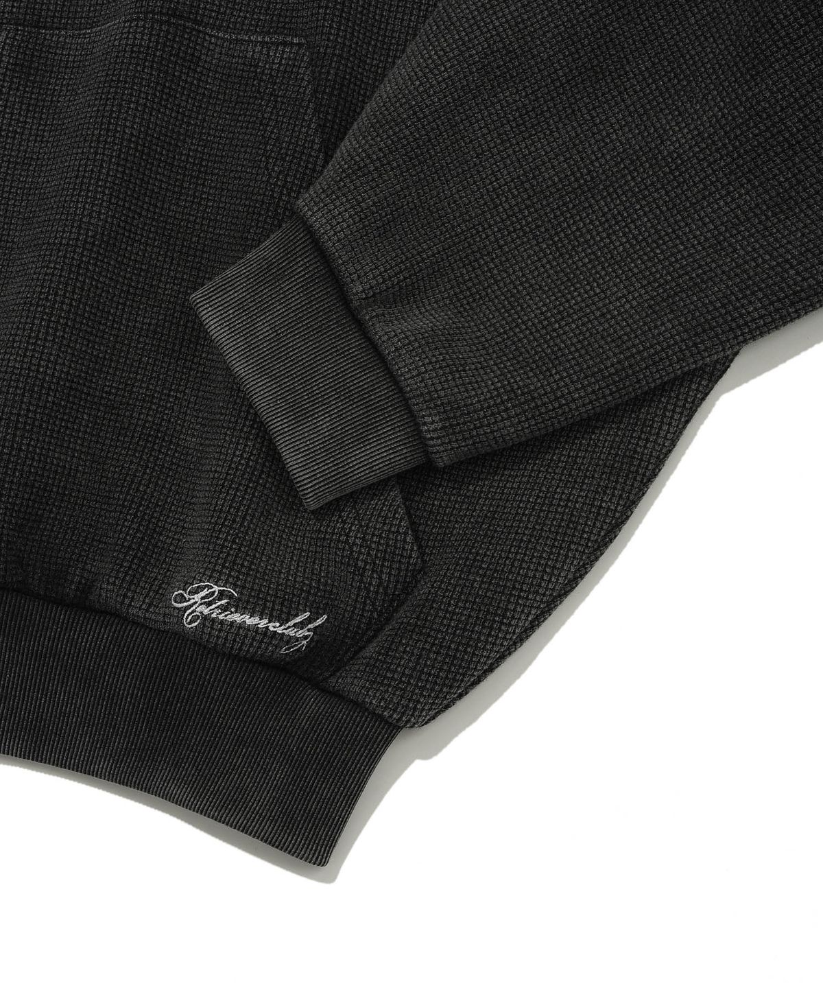 리트리버클럽(RETRIEVER CLUB) SCRIPT WAFFLE HOOD ZIP UP [BLACK]