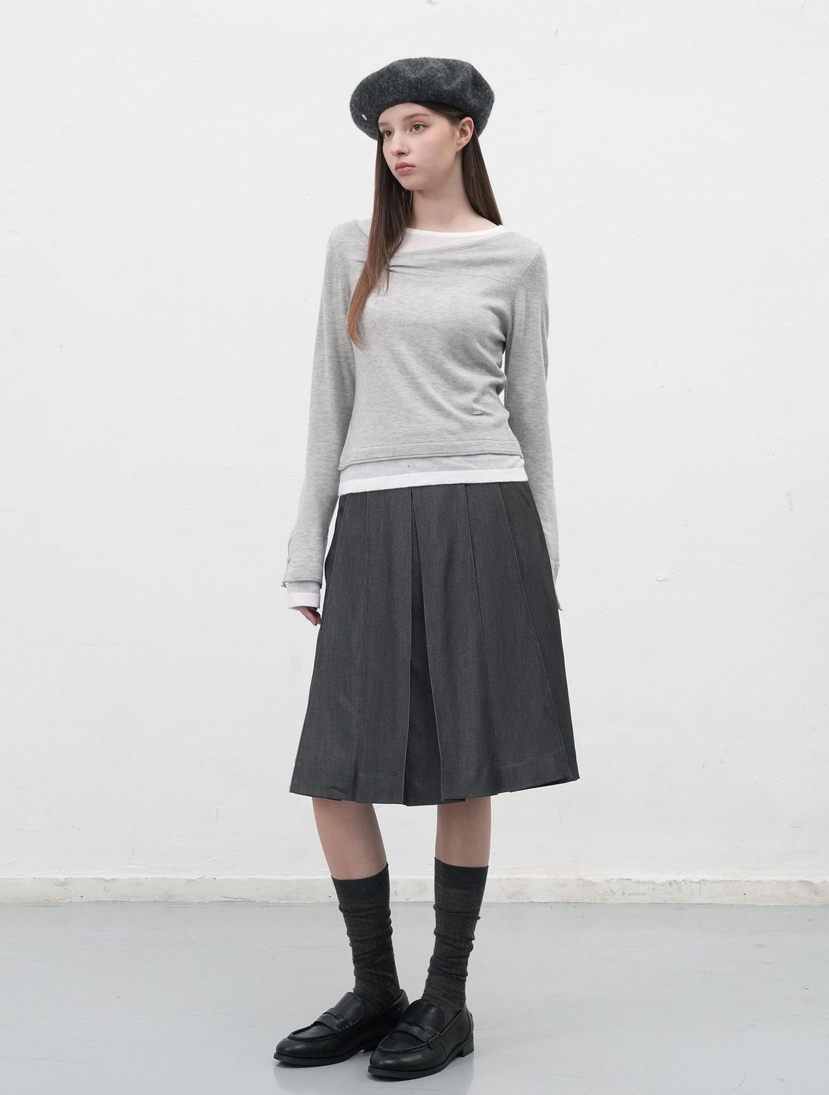 제너럴아이디어(GENERALIDEA) GNRL 로고 울 베레모 [CHARCOAL] / WBE3L91511