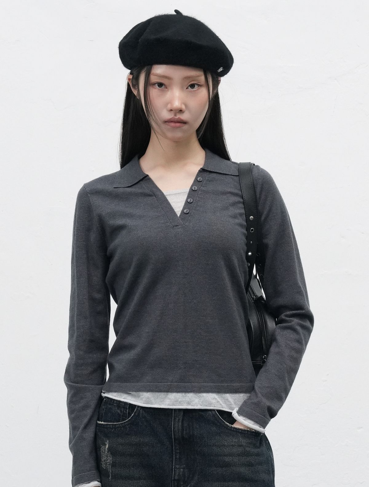 제너럴아이디어(GENERALIDEA) GNRL 로고 울 베레모 [BLACK] / WBE3L91511