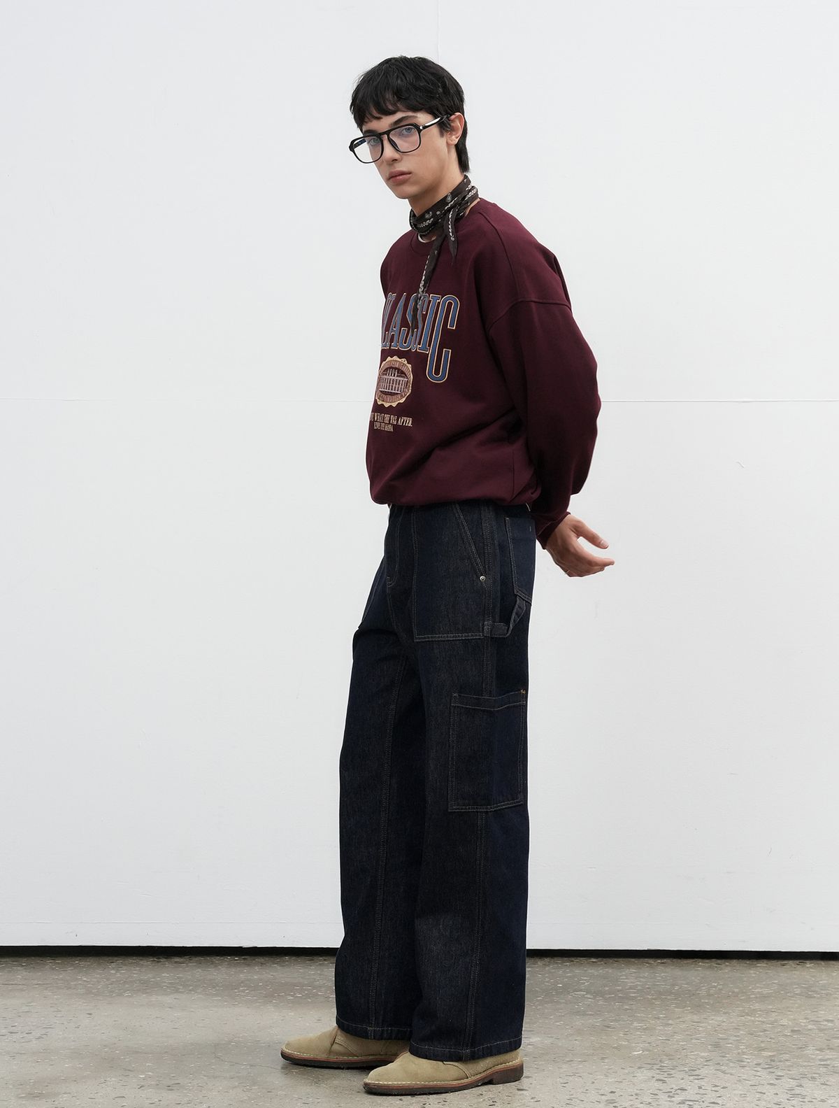 제너럴아이디어(GENERALIDEA) MAN 와이드 카펜터 팬츠 [NAVY] / SBE4M11009