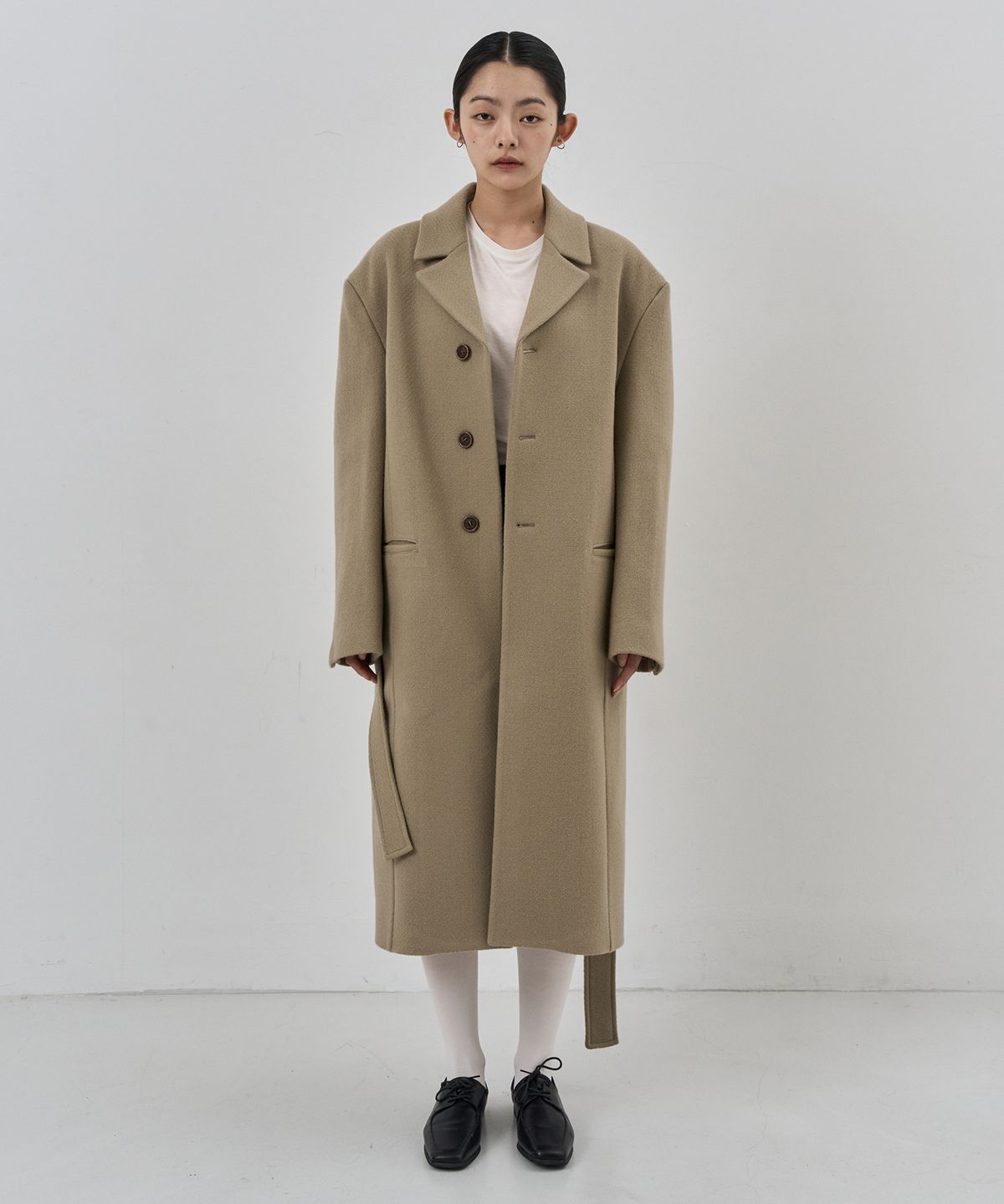 누아클레(NUAKLE) (w) 로우 퍼스트 울 코트_샌드 베이지