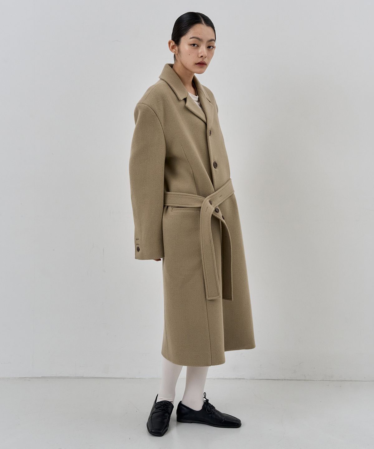 누아클레(NUAKLE) (w) 로우 퍼스트 울 코트_샌드 베이지