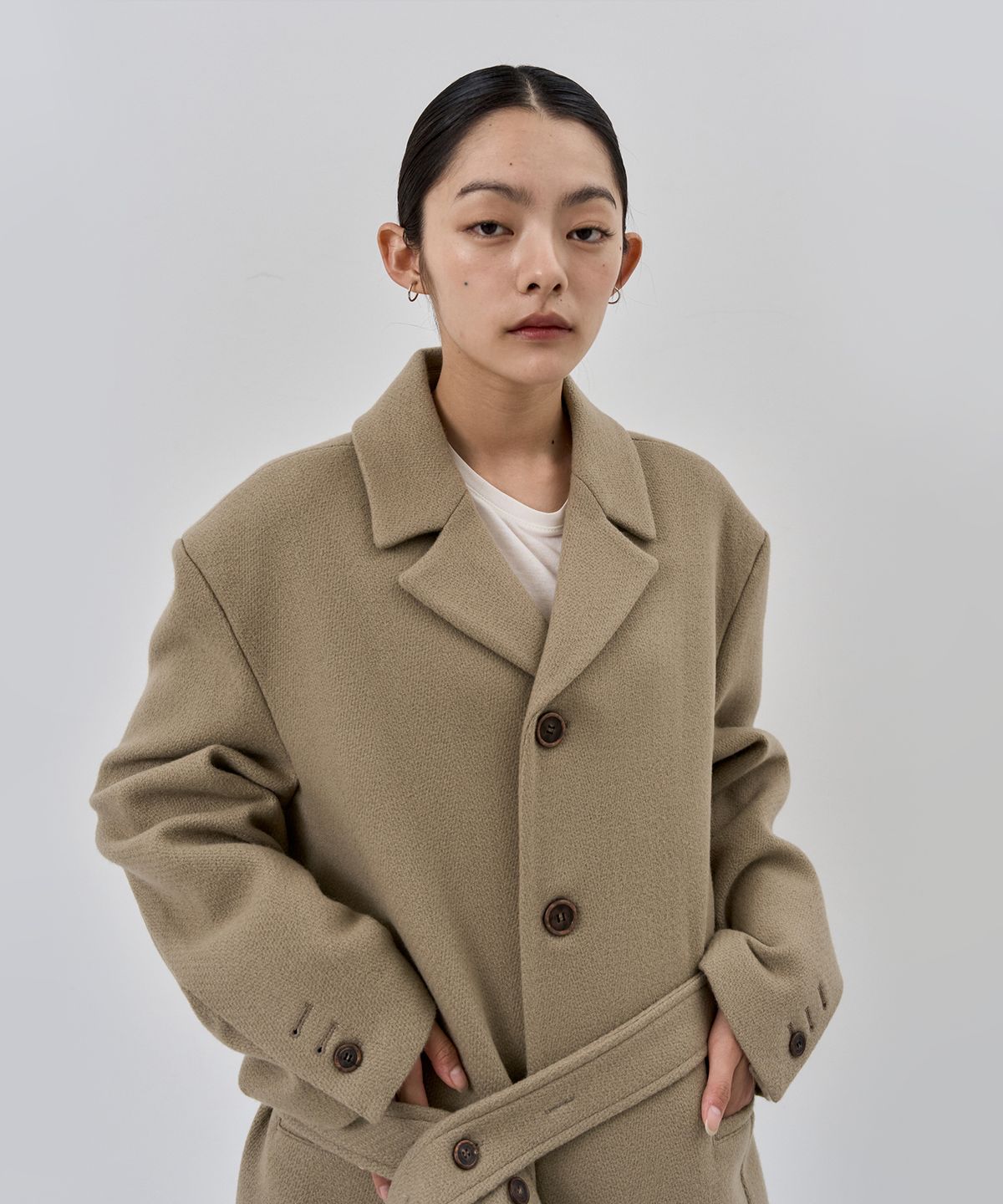 누아클레(NUAKLE) (w) 로우 퍼스트 울 코트_샌드 베이지