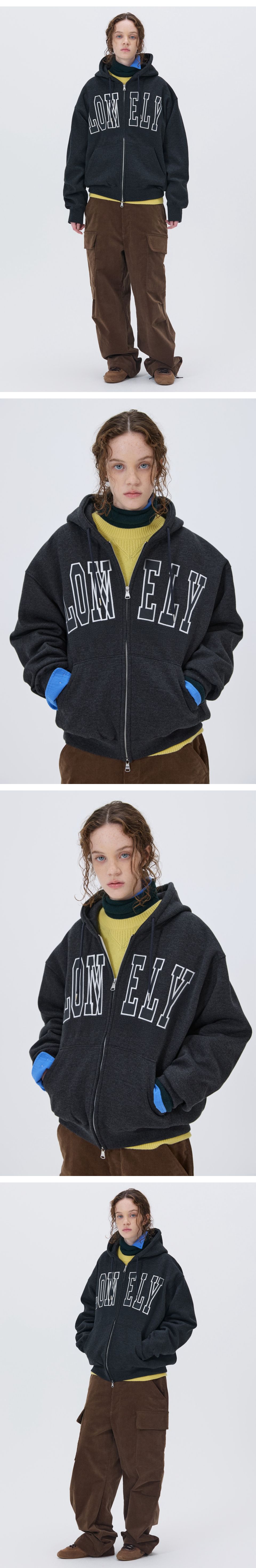 MUSINSA | NOHANT LONELY/LOVELY FLUFF HOODIE ZIP-UP CHARCOAL