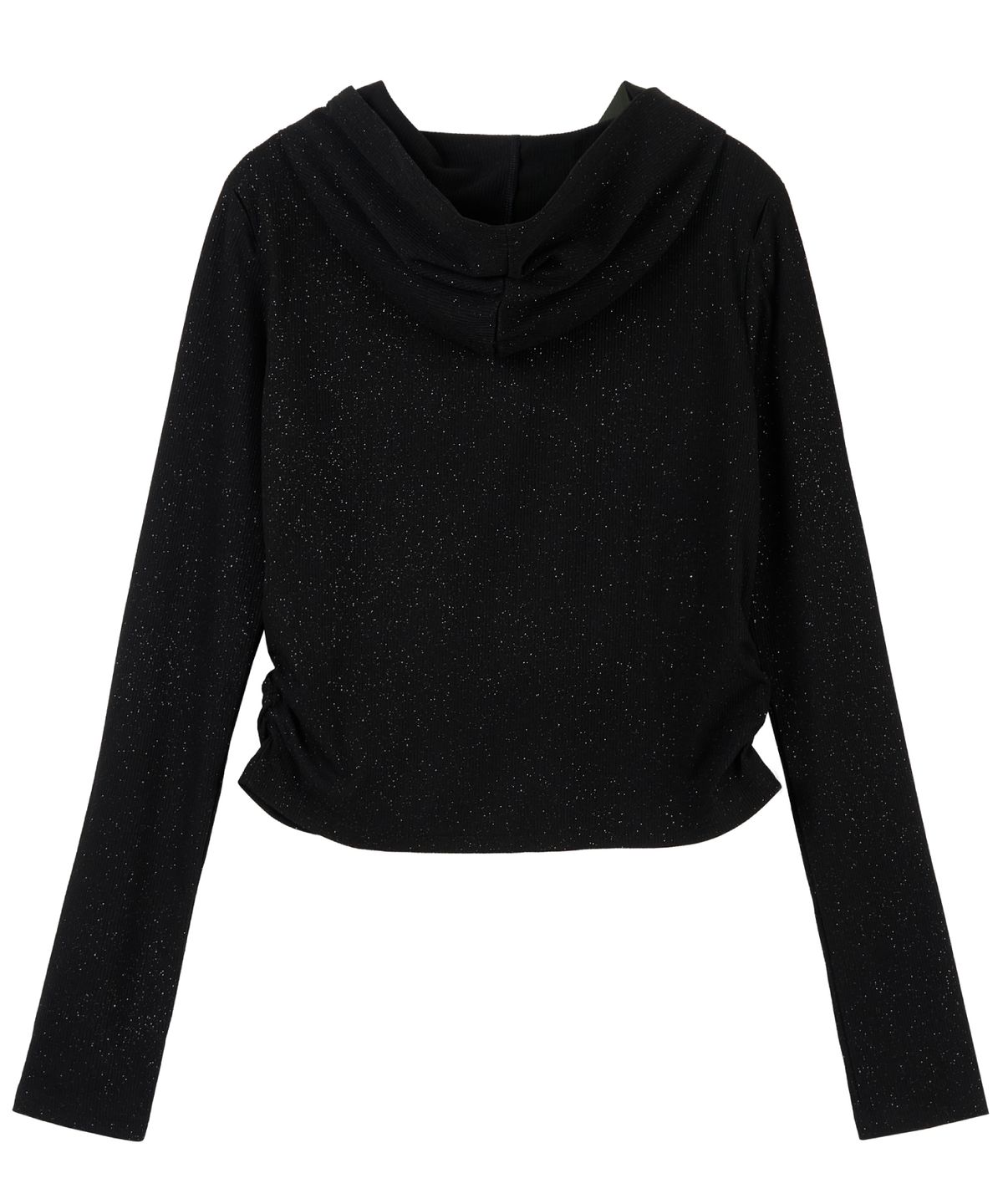 유얼쎄시(YOUR SASSY) Twinkle Slit Sleeve Hoodie Tee (BLACK)