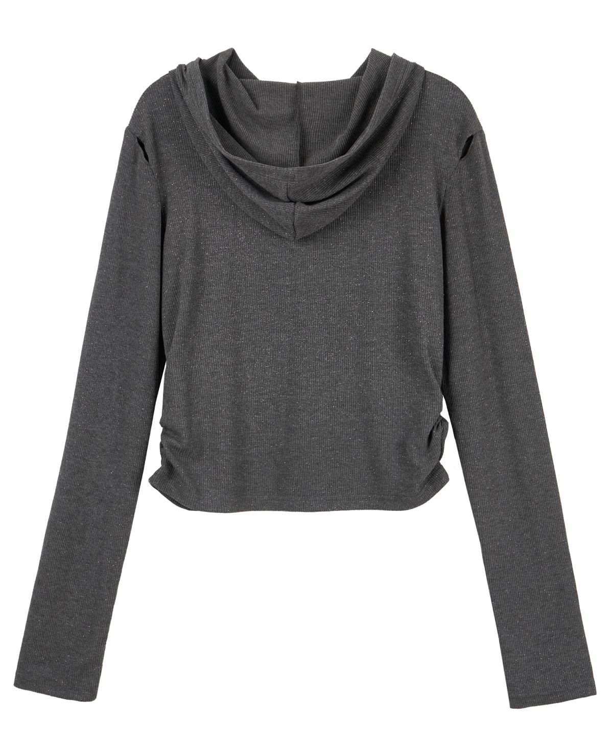유얼쎄시(YOUR SASSY) Twinkle Slit Sleeve Hoodie Tee (GRAY)