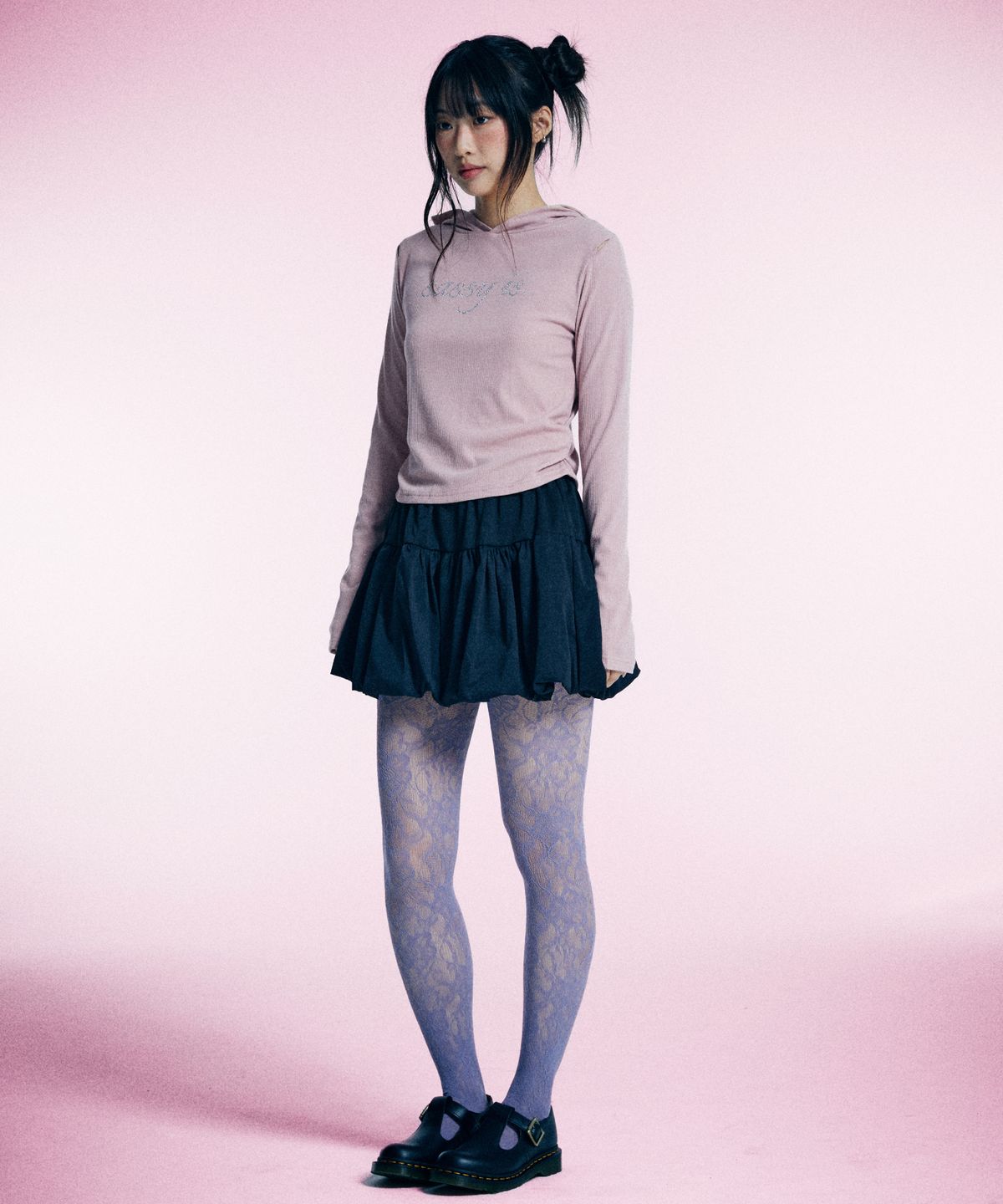 유얼쎄시(YOUR SASSY) Twinkle Slit Sleeve Hoodie Tee (PINK)