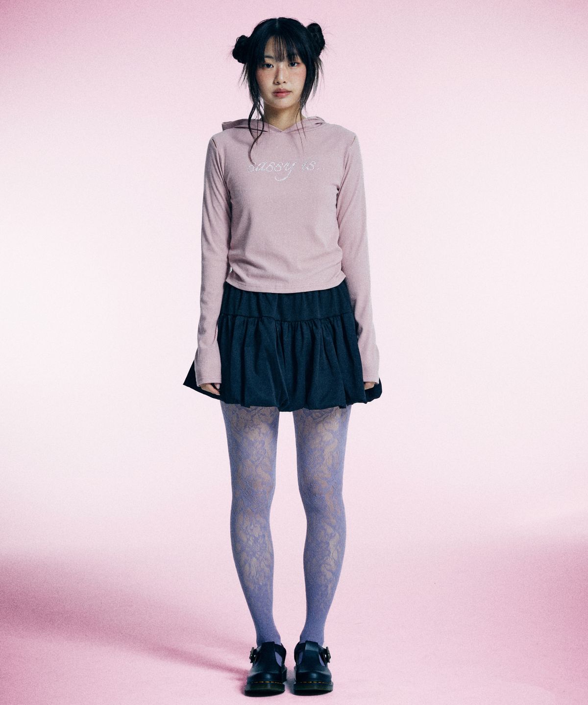 유얼쎄시(YOUR SASSY) Twinkle Slit Sleeve Hoodie Tee (PINK)