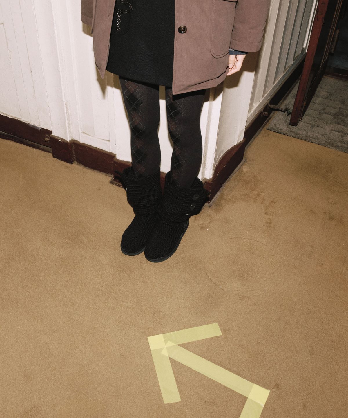 오헤시오(OHESHIO) ARGYLE PATTERN TIGHTS, DEEP CHARCOAL