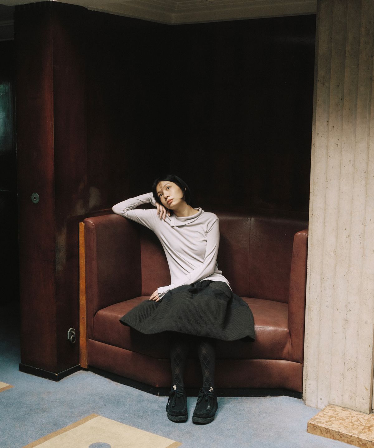오헤시오(OHESHIO) ARGYLE PATTERN TIGHTS, DEEP CHARCOAL