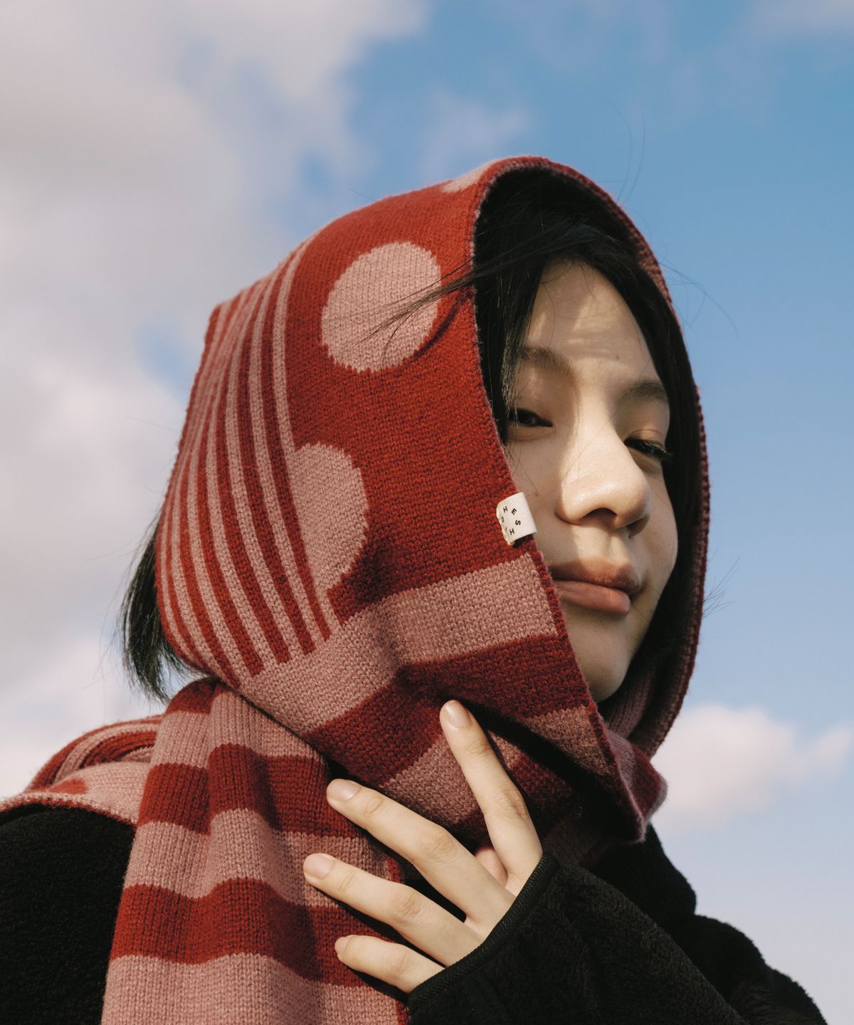 오헤시오(OHESHIO) DOT STRIPE MUFFLER, PINK