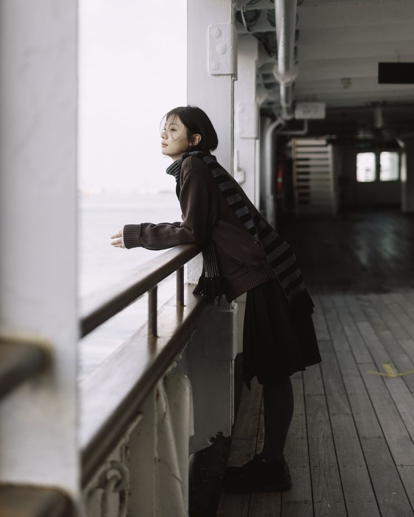 MUSINSA | OHESHIO DOT STRIPE MUFFLER, CHARCOAL