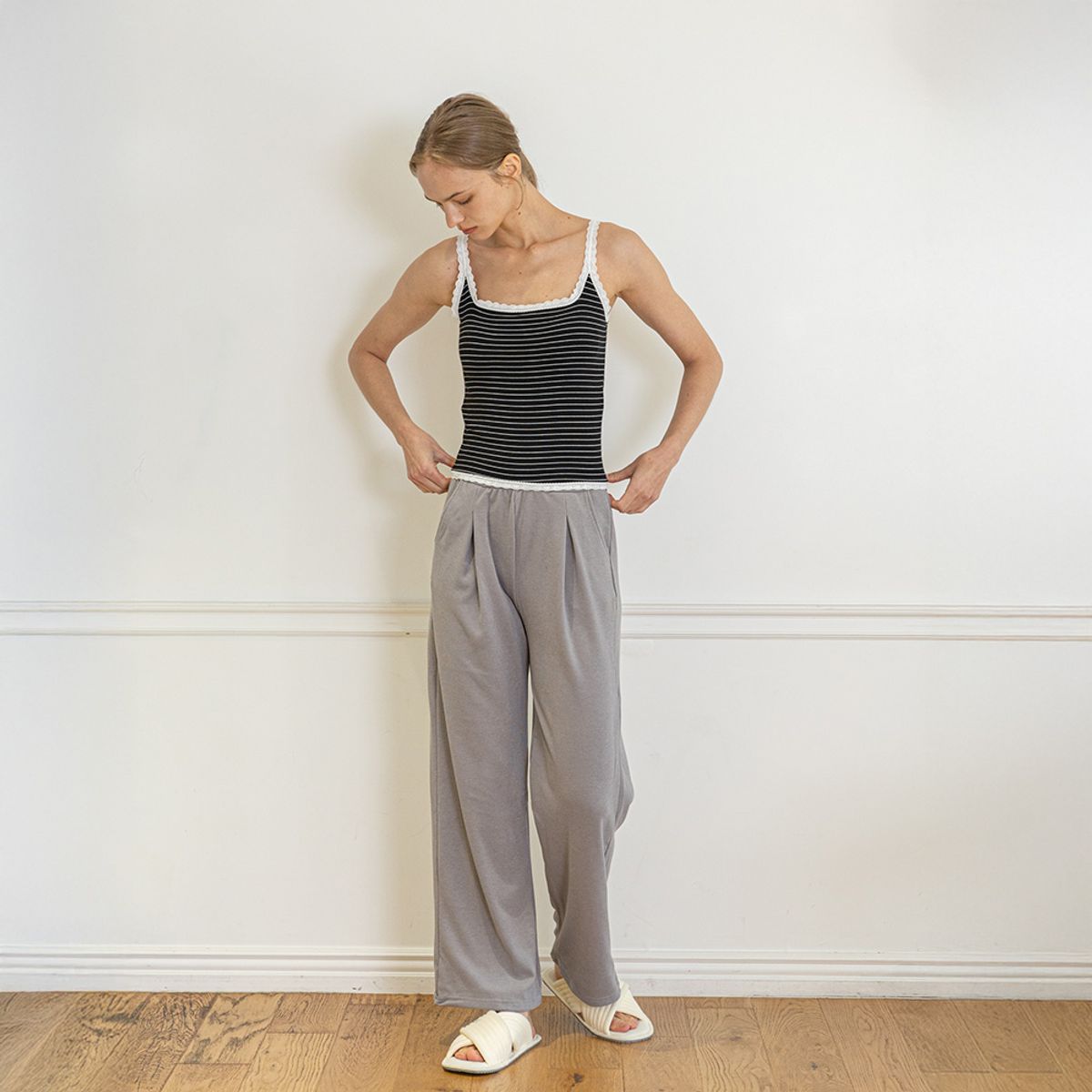 멜라니조이(MELANIE JOY) MJ_Comfortable home pajama pants_GRAY