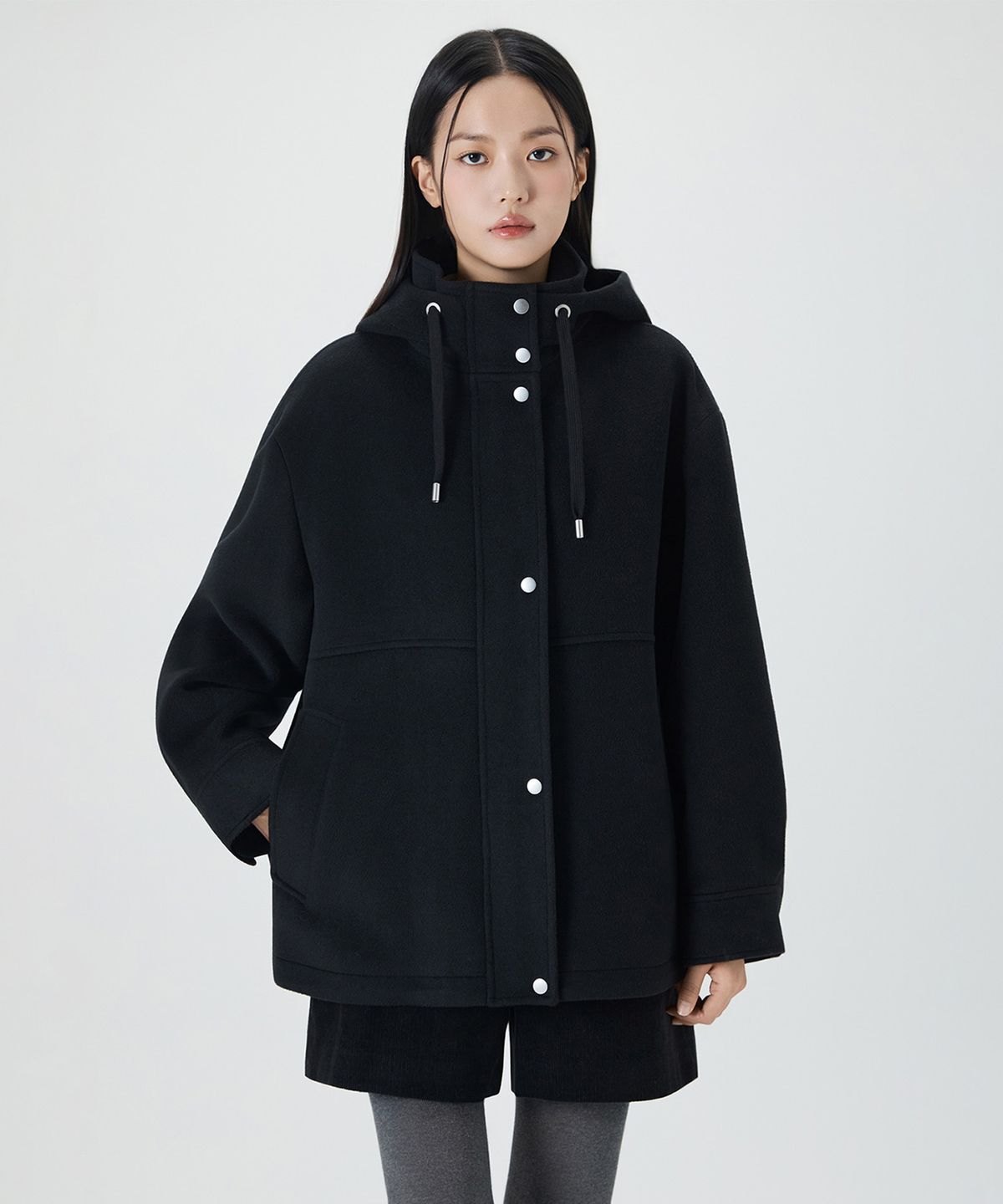 미쏘(MIXXO) 캐주얼 후드 하프코트_MIWJHG111C