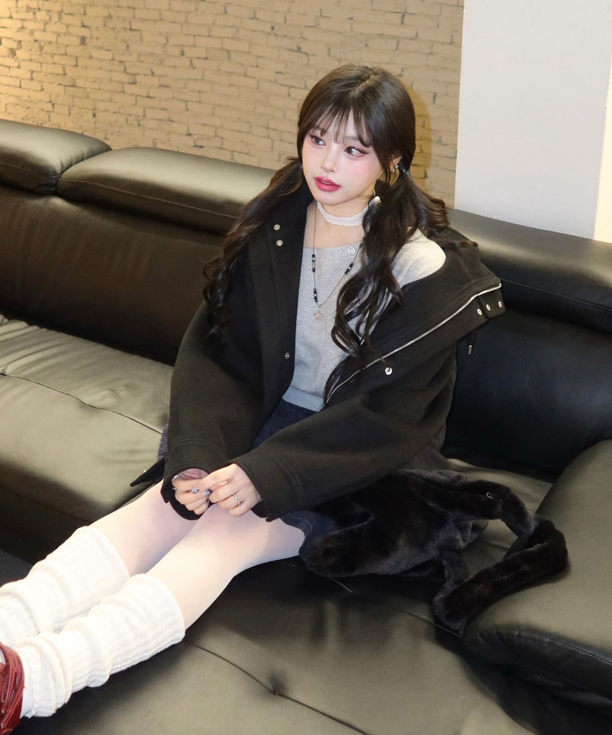 미쏘(MIXXO) 캐주얼 후드 하프코트_MIWJHG111C