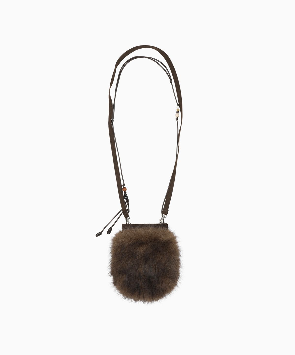 오헤시오(OHESHIO) BEADS FUR MINI BAG, BROWN