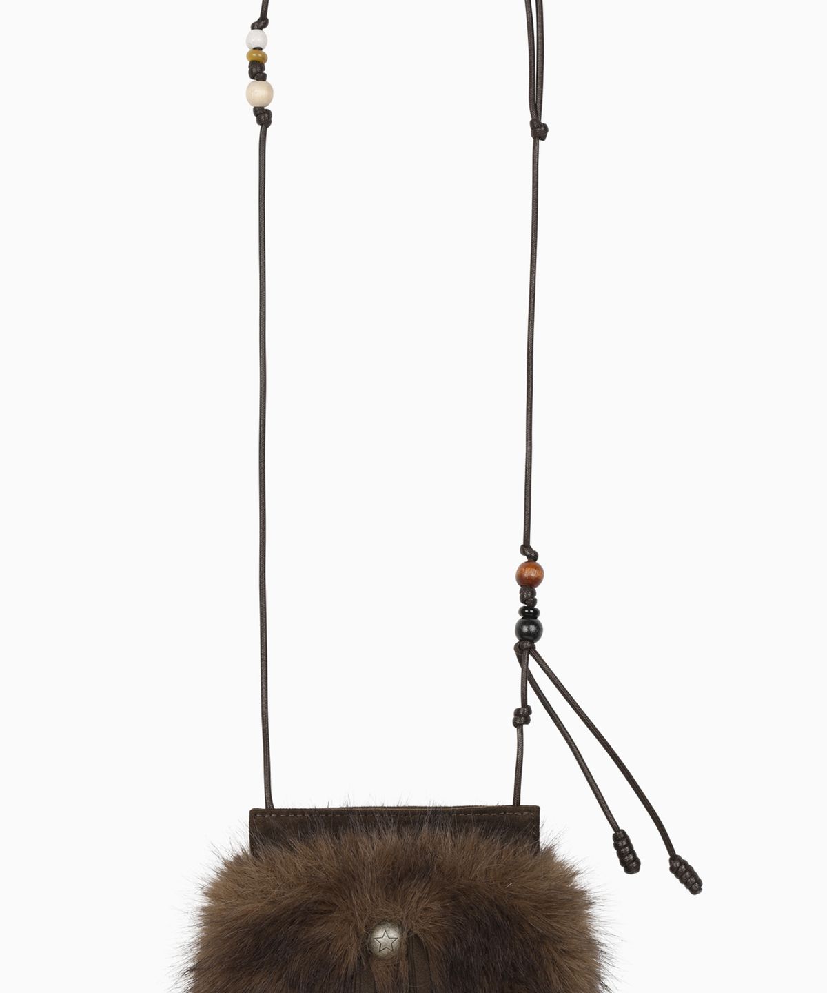 오헤시오(OHESHIO) BEADS FUR MINI BAG, BROWN