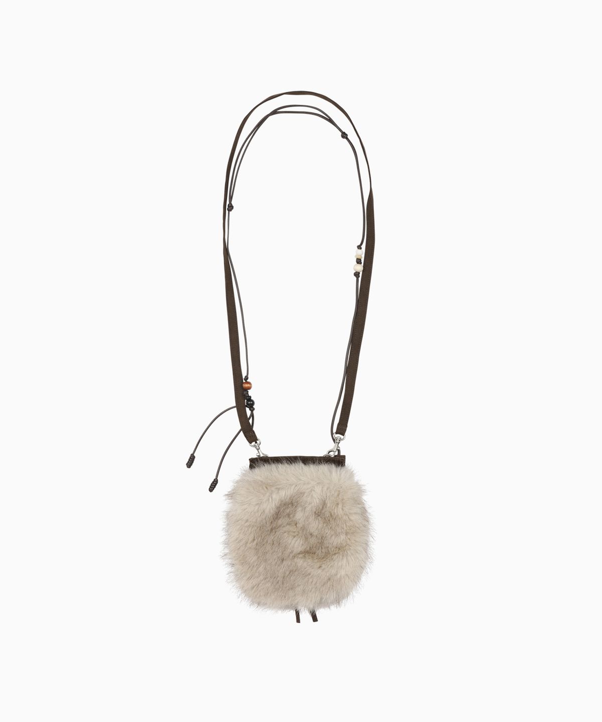 오헤시오(OHESHIO) BEADS FUR MINI BAG, BEIGE