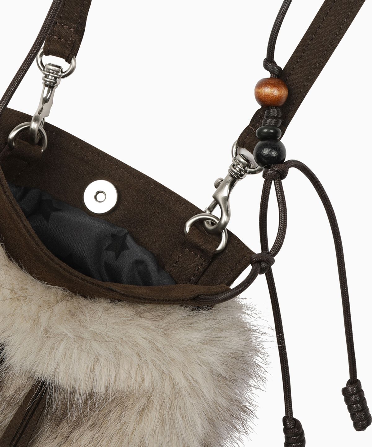 오헤시오(OHESHIO) BEADS FUR MINI BAG, BEIGE