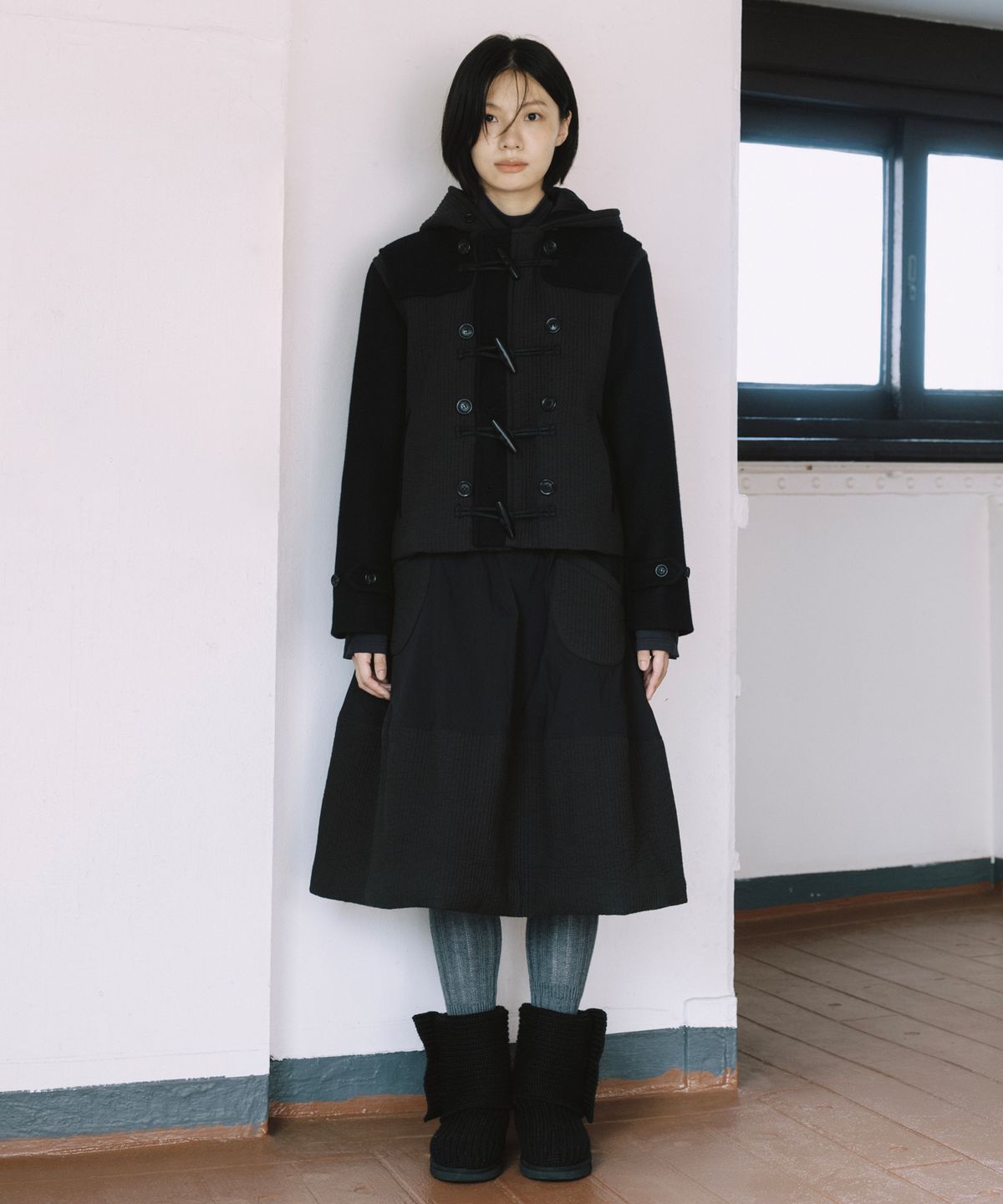 오헤시오(OHESHIO) PADDED BANDING POCKET SKIRT, BLACK