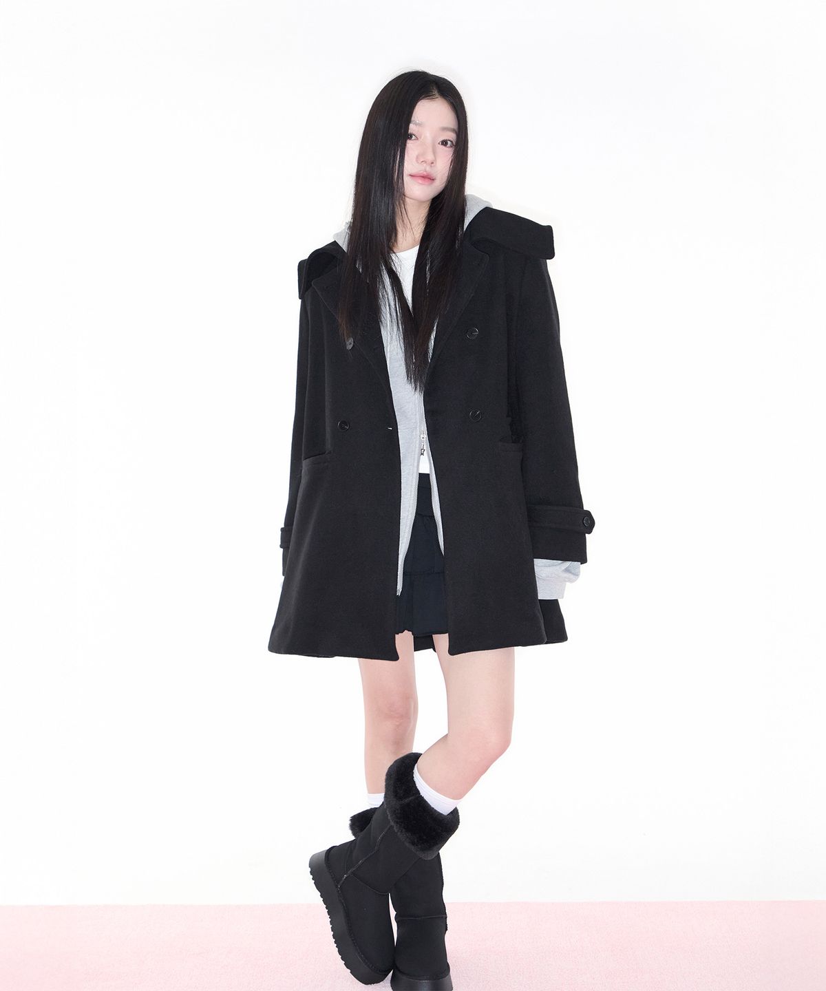 알키알카(ALKI ALKA) Sailor Half Coat (Black)