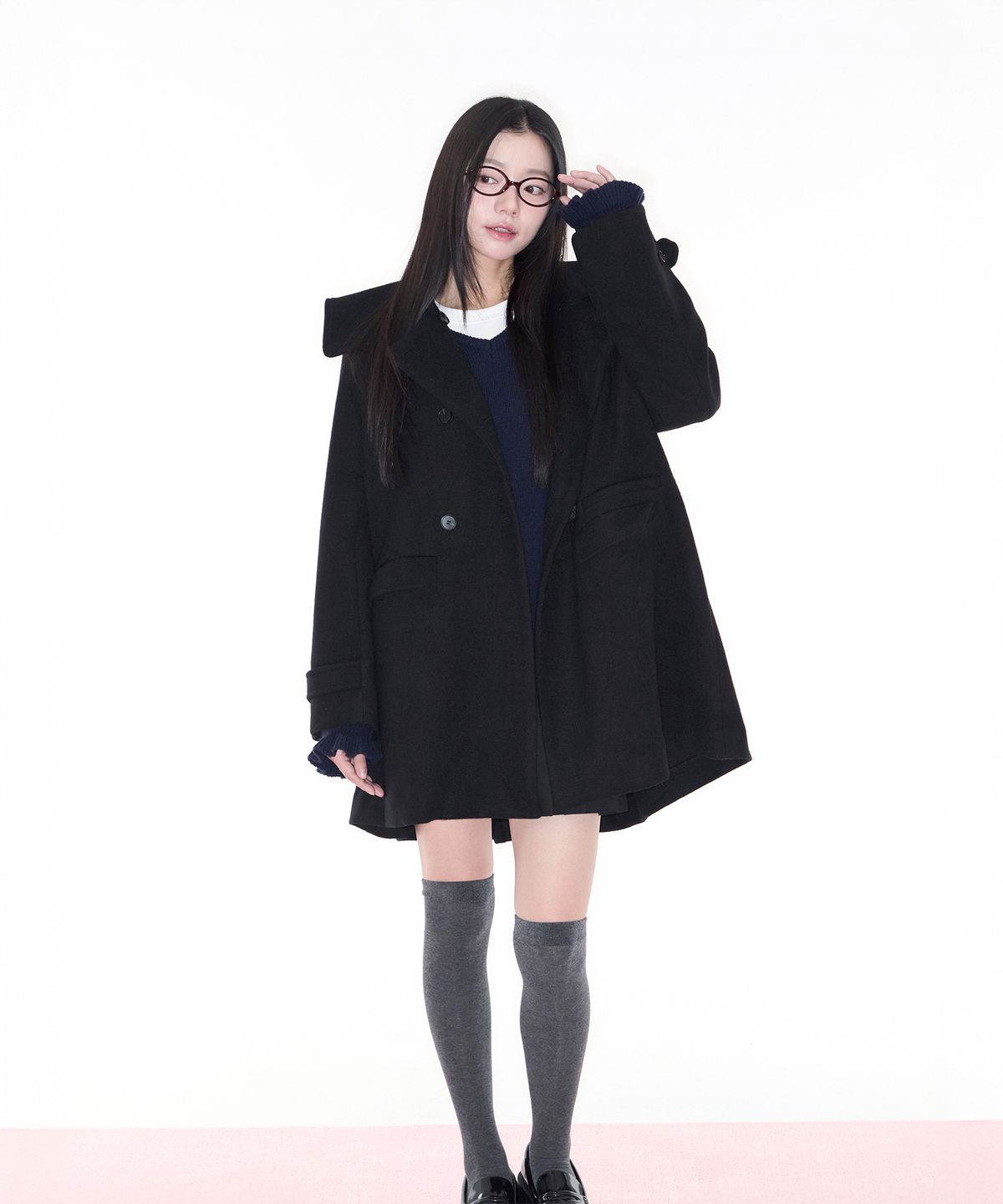 알키알카(ALKI ALKA) Sailor Half Coat (Black)