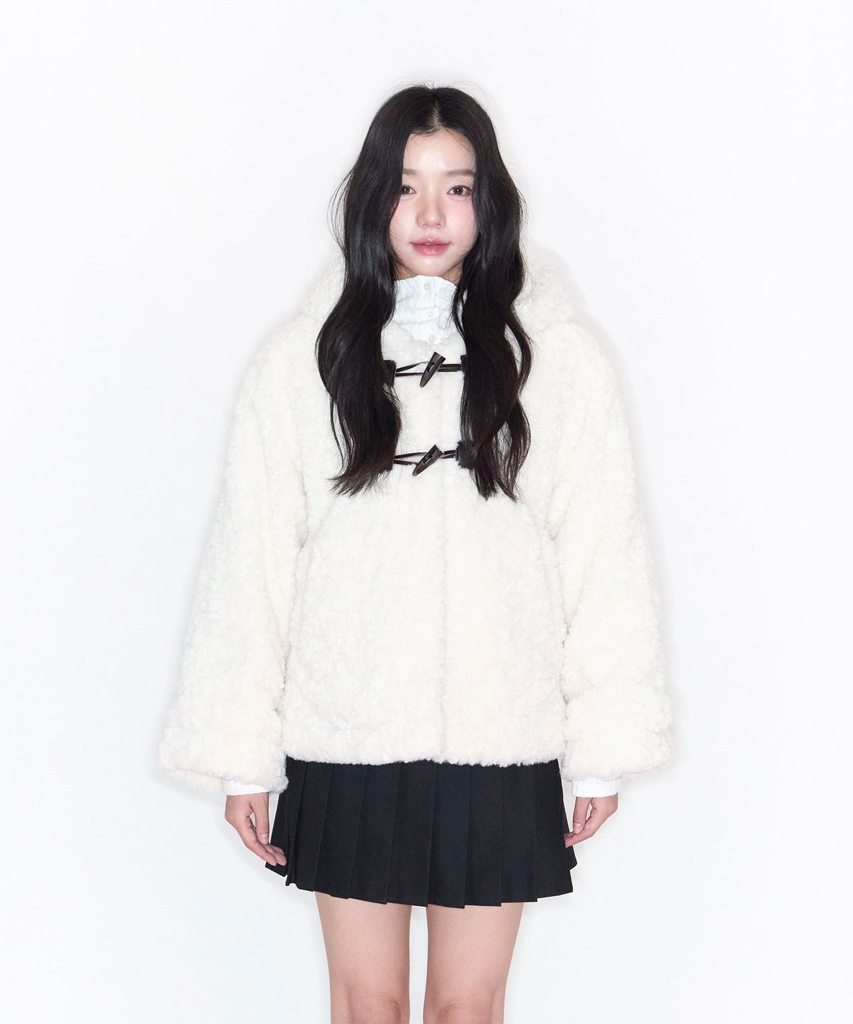 알키알카(ALKI ALKA) Fur Hoodie Jacket (Ivory)