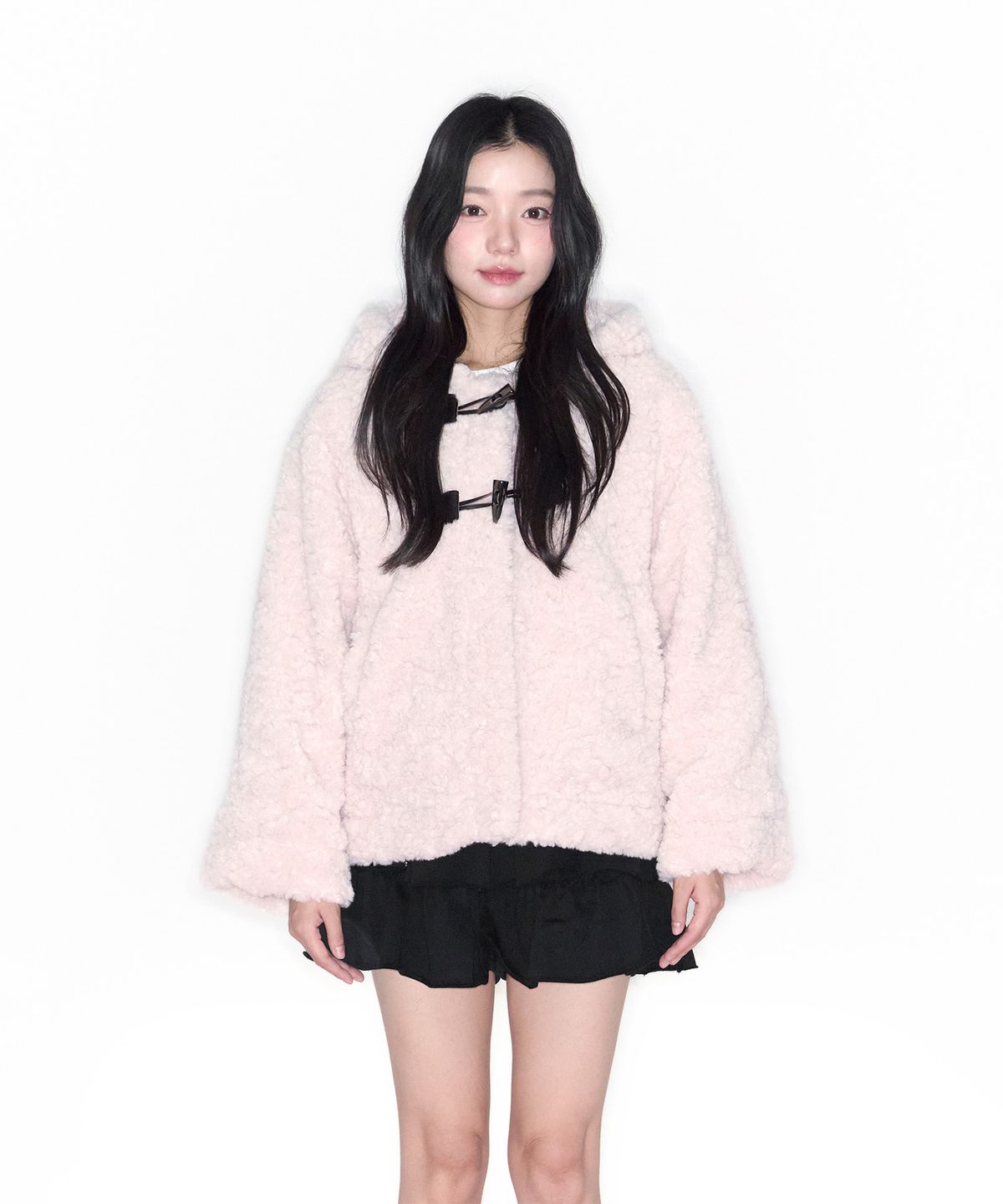 알키알카(ALKI ALKA) Fur Hoodie Jacket (Light Pink)