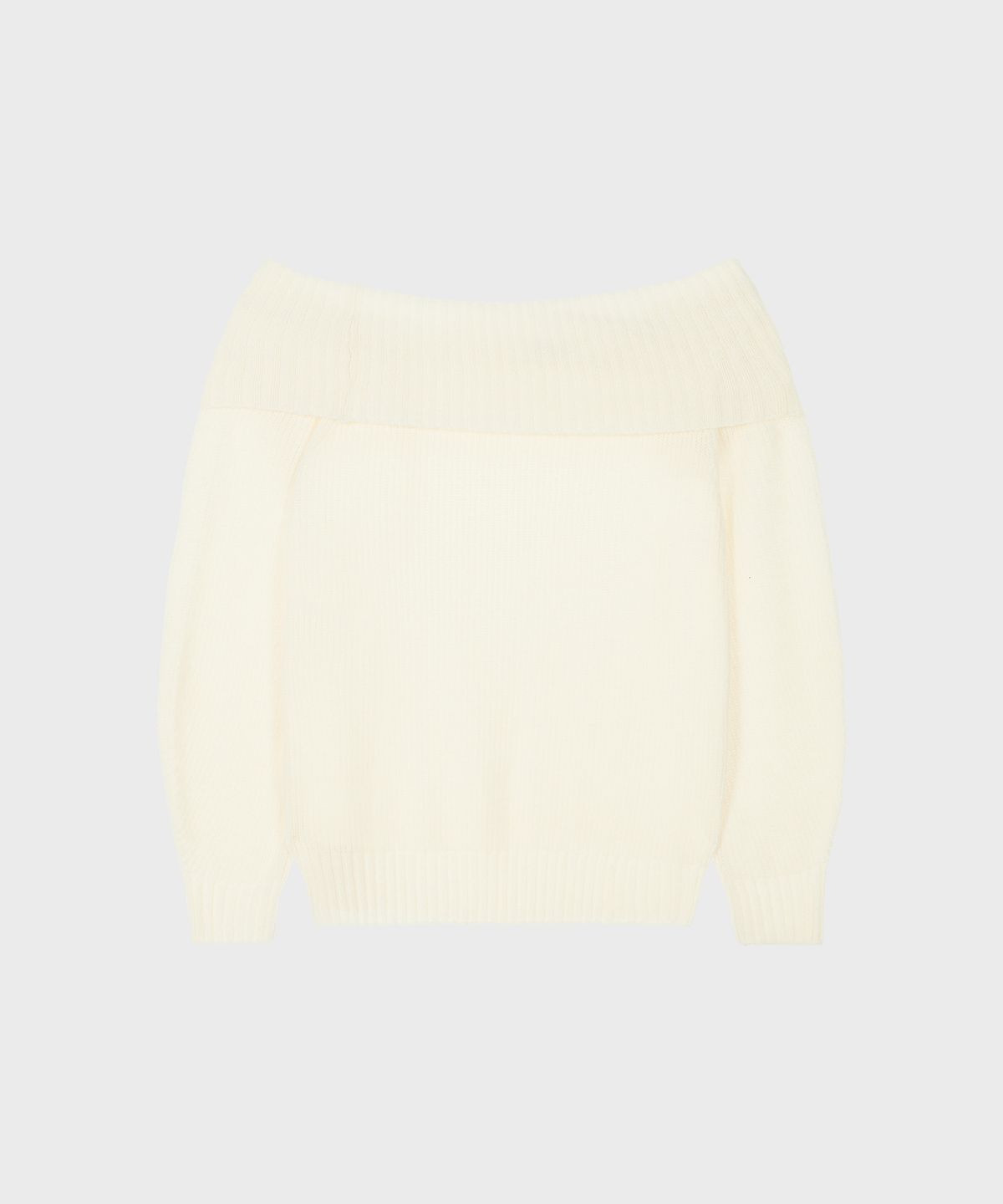 알키알카(ALKI ALKA) Shirring Off-shoulder Knit (Ivory)