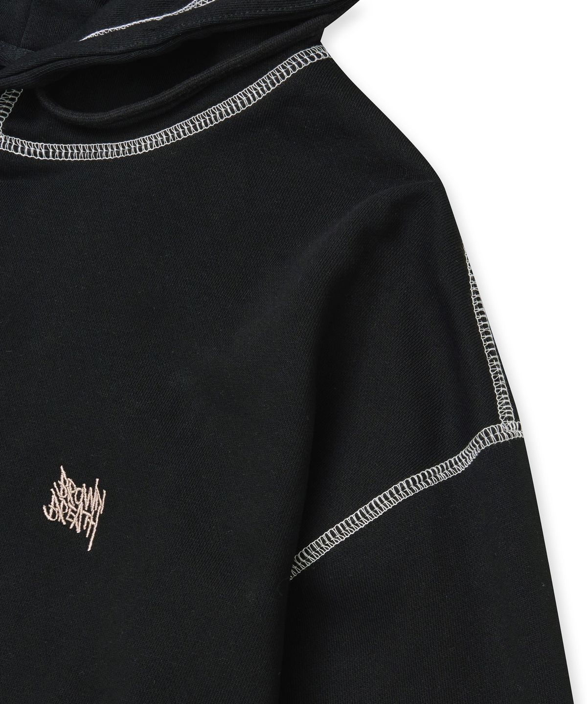 브라운브레스(BROWNBREATH) TAG APPLIQUE HOODIE - BLACK