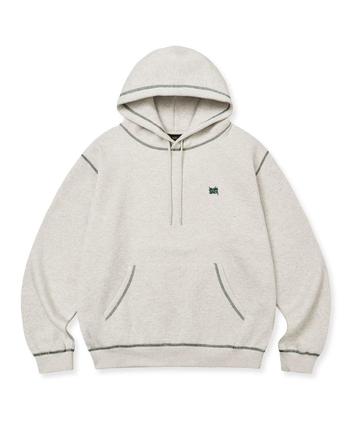 브라운브레스(BROWNBREATH) TAG APPLIQUE HOODIE - OATMEAL