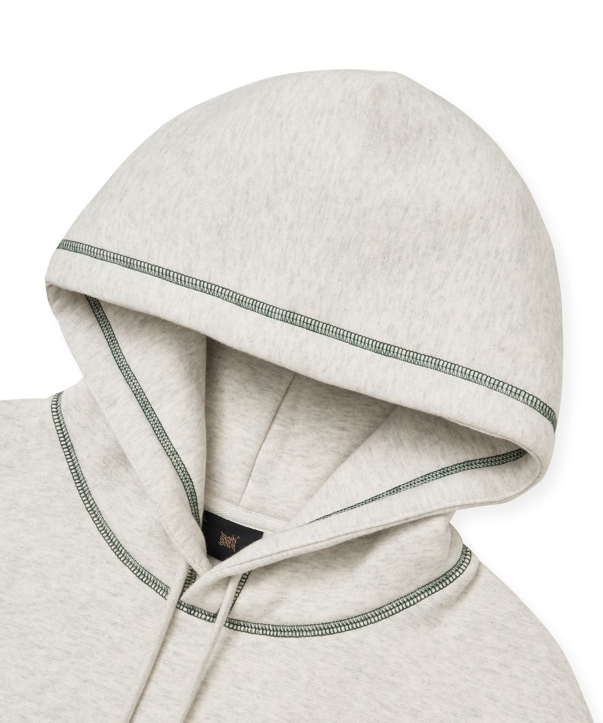 브라운브레스(BROWNBREATH) TAG APPLIQUE HOODIE - OATMEAL