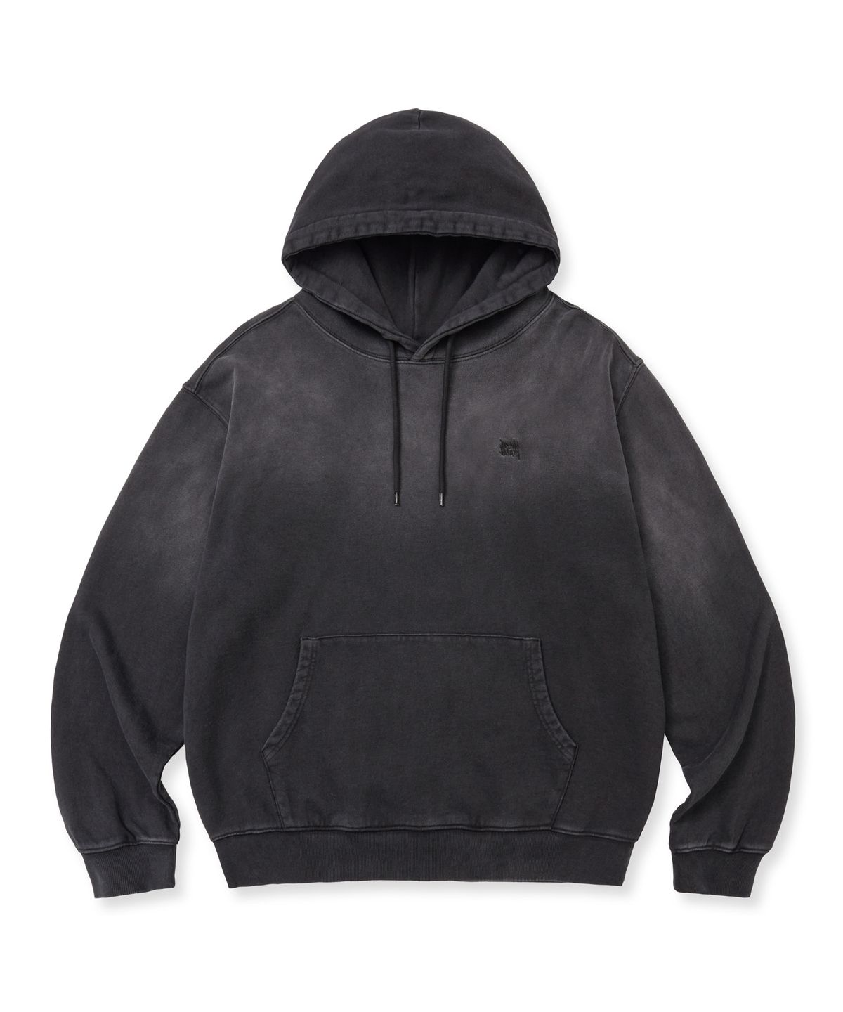 브라운브레스(BROWNBREATH) TAG GRADATION WASHED HOODIE - BLACK