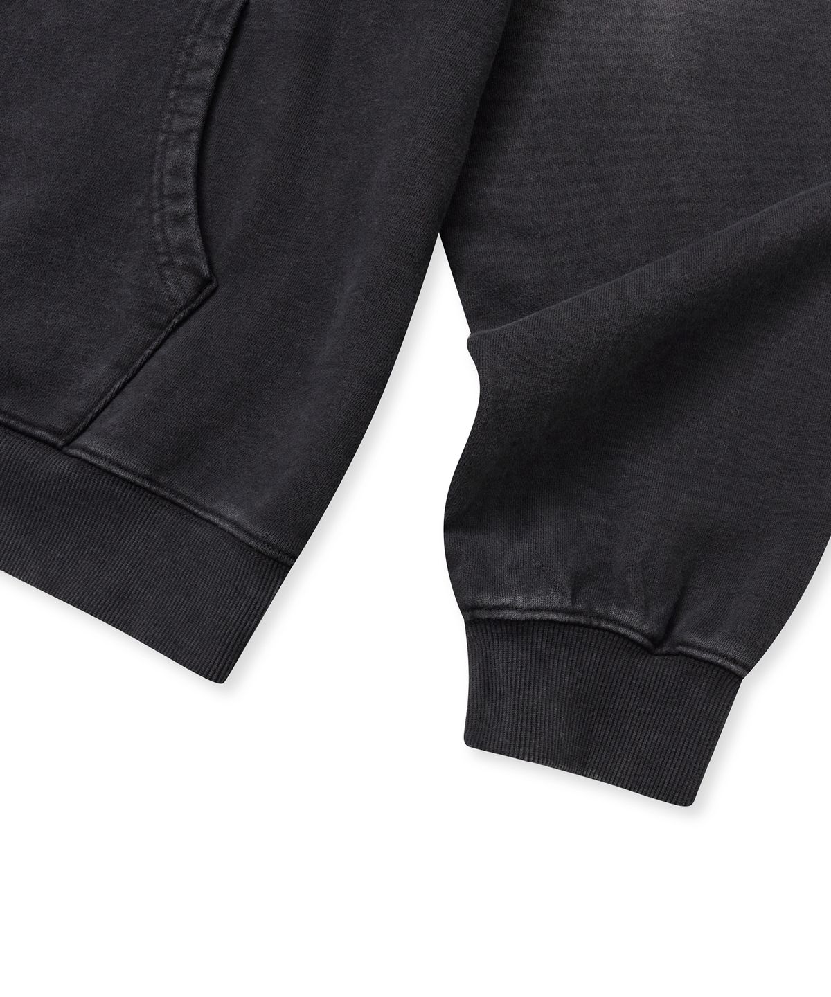 브라운브레스(BROWNBREATH) TAG GRADATION WASHED HOODIE - BLACK