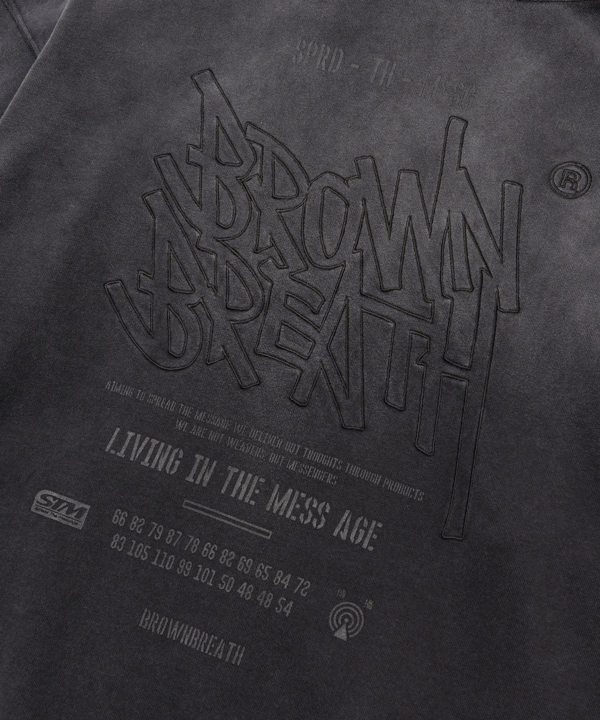 브라운브레스(BROWNBREATH) TAG GRADATION WASHED HOODIE - BLACK
